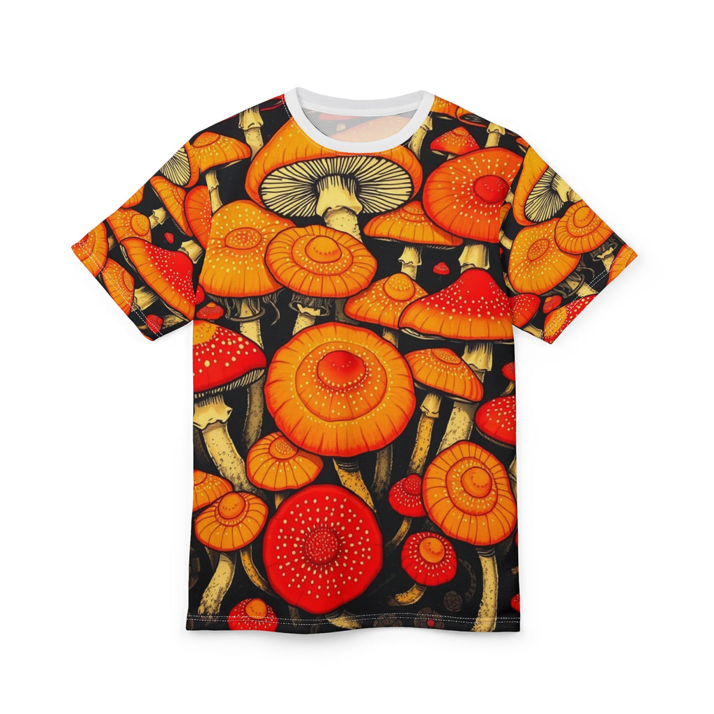 Psychedelic Orange Mushroom All-Over Print Tee