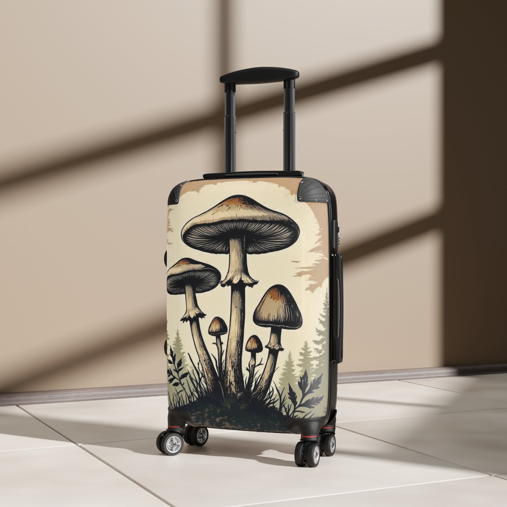 Mushroom Forest Suitcase Cover – Vintage Psychedelic Fungi Travel Luggage Skin