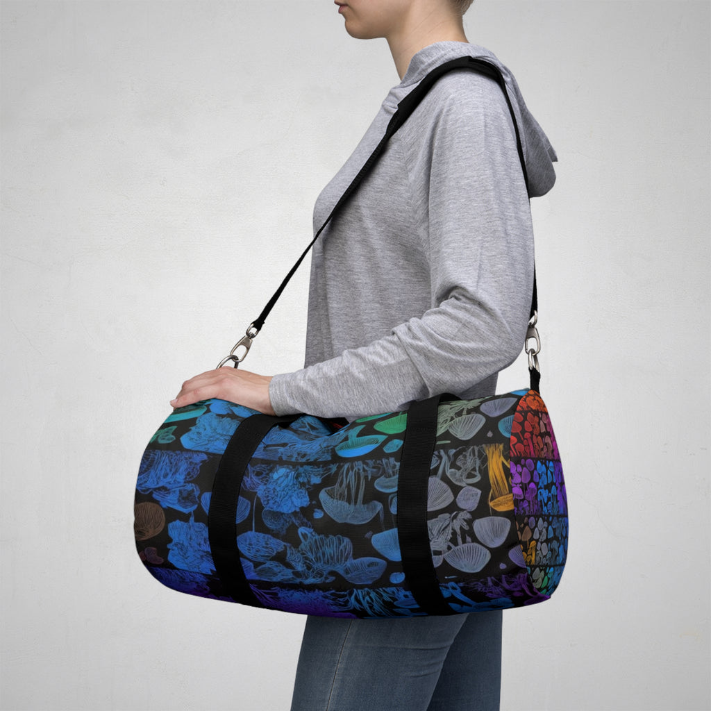 Mushroom Skull Gradient Duffel Bag — Colorful Psychedelic Travel Bag