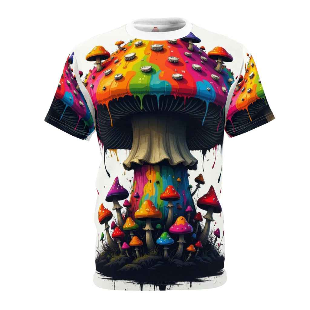 Psychedelic Rainbow Mushroom Tee — All-Over Print
