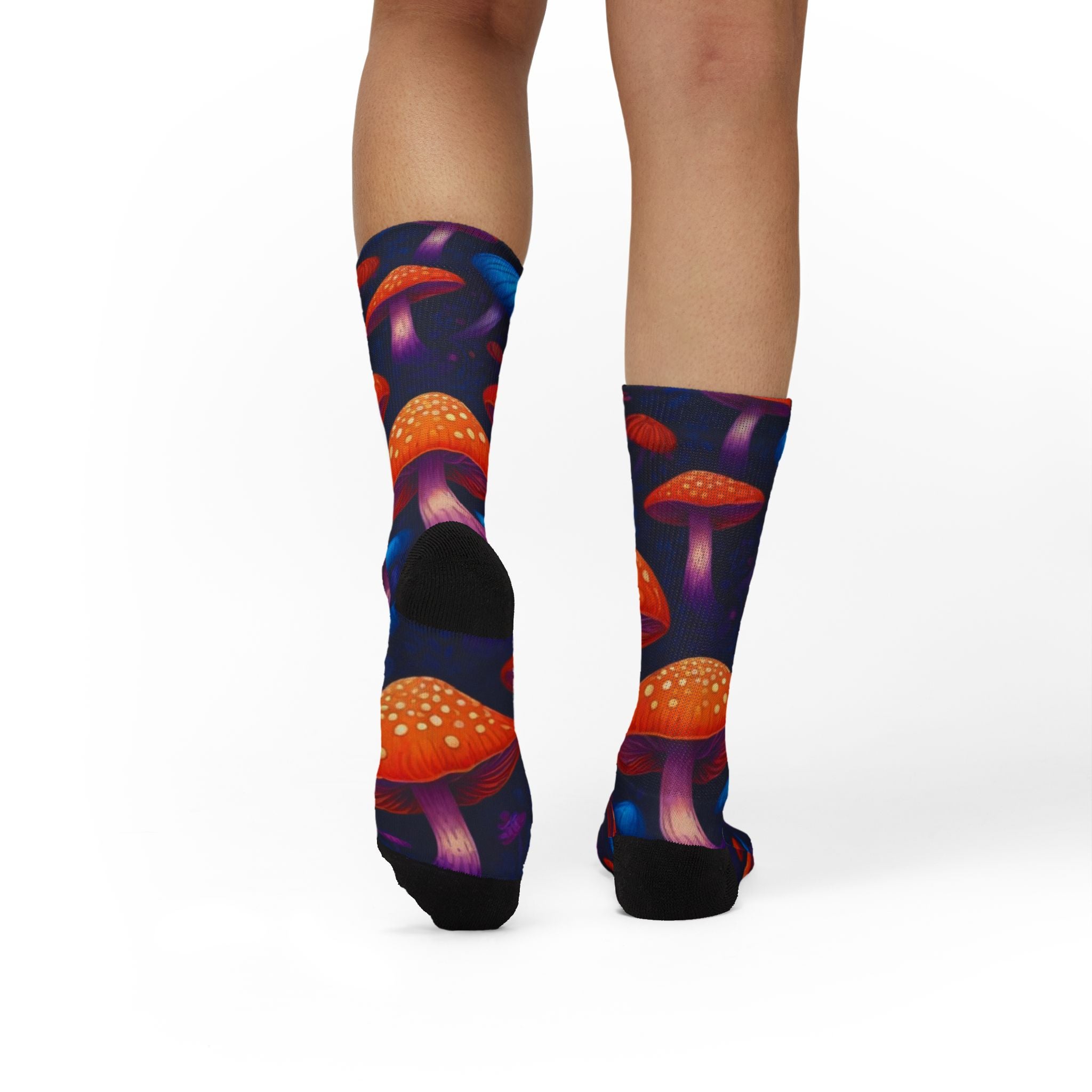 Socks: Psychedelic Mushroom Art Socks — Vibrant Sublimation Crew Socks