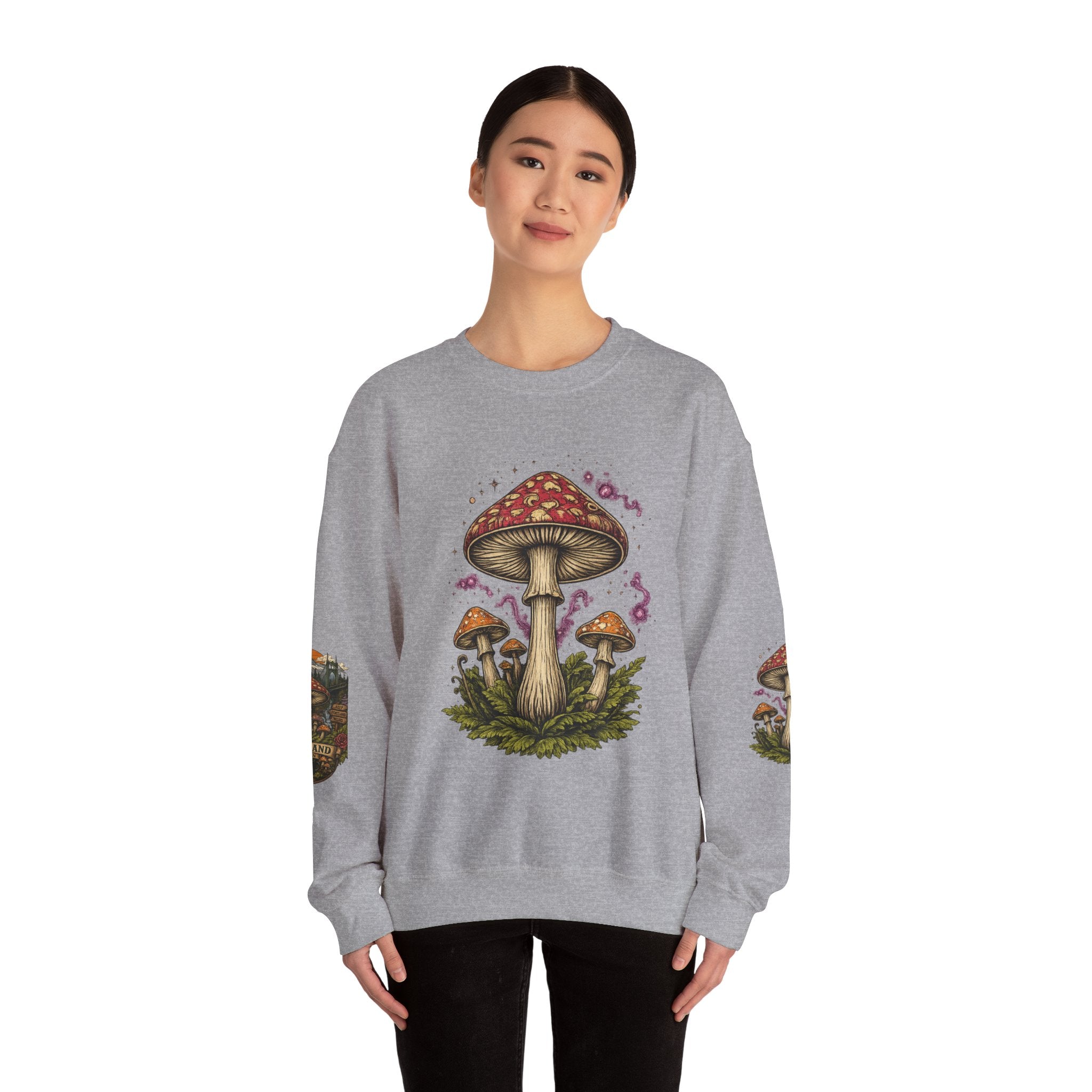 Mushroom Crewneck Sweatshirt — Portland Vintage Psychedelic Fungi Graphic