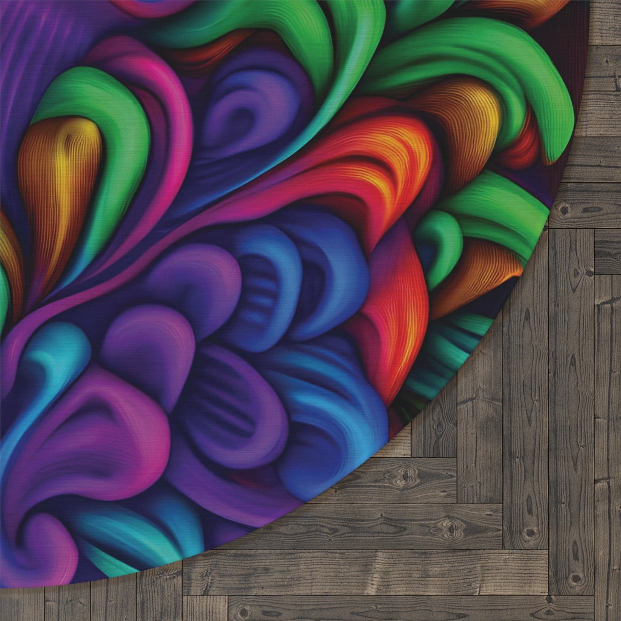 Psychedelic Floral Round Rug