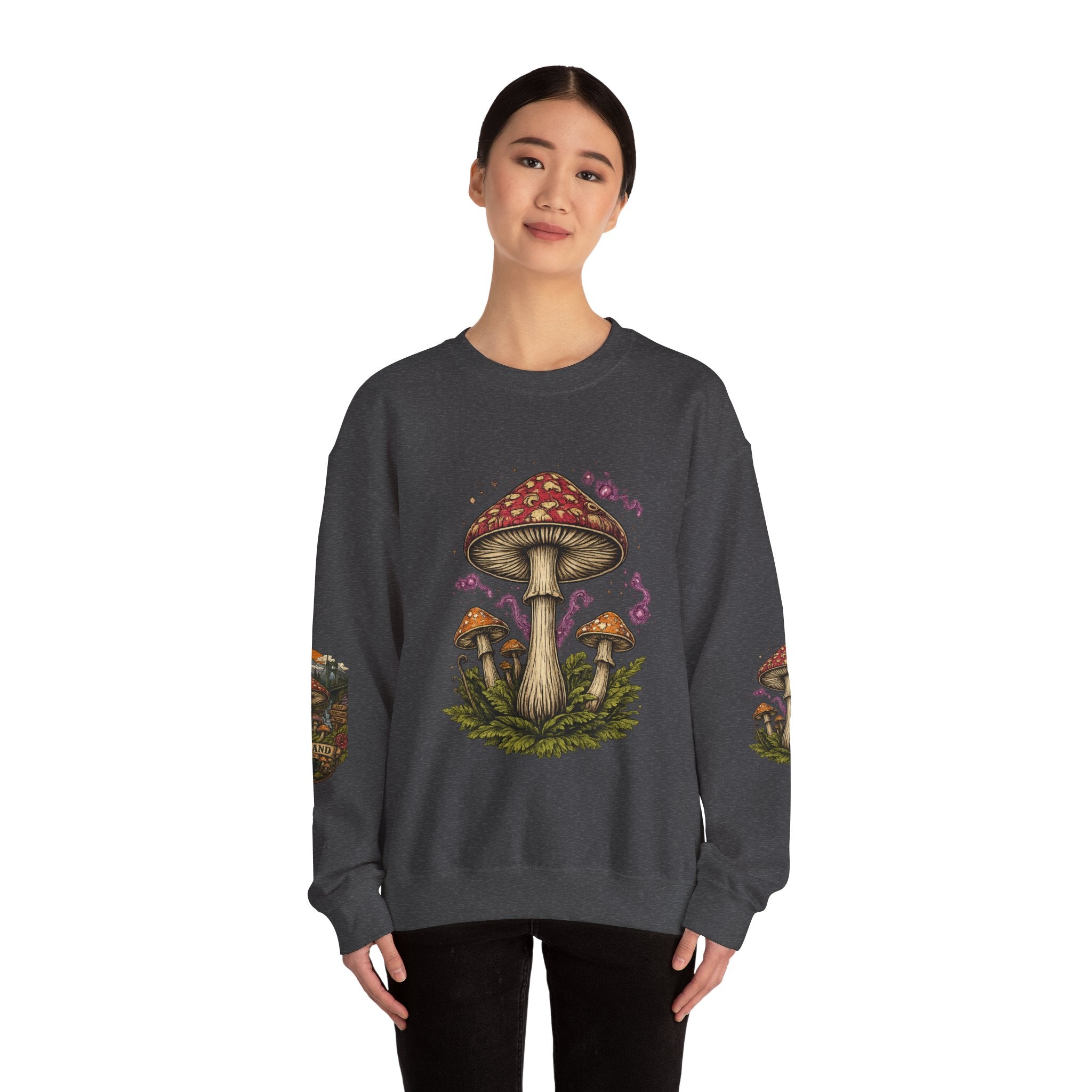 Mushroom Crewneck Sweatshirt — Portland Vintage Psychedelic Fungi Graphic