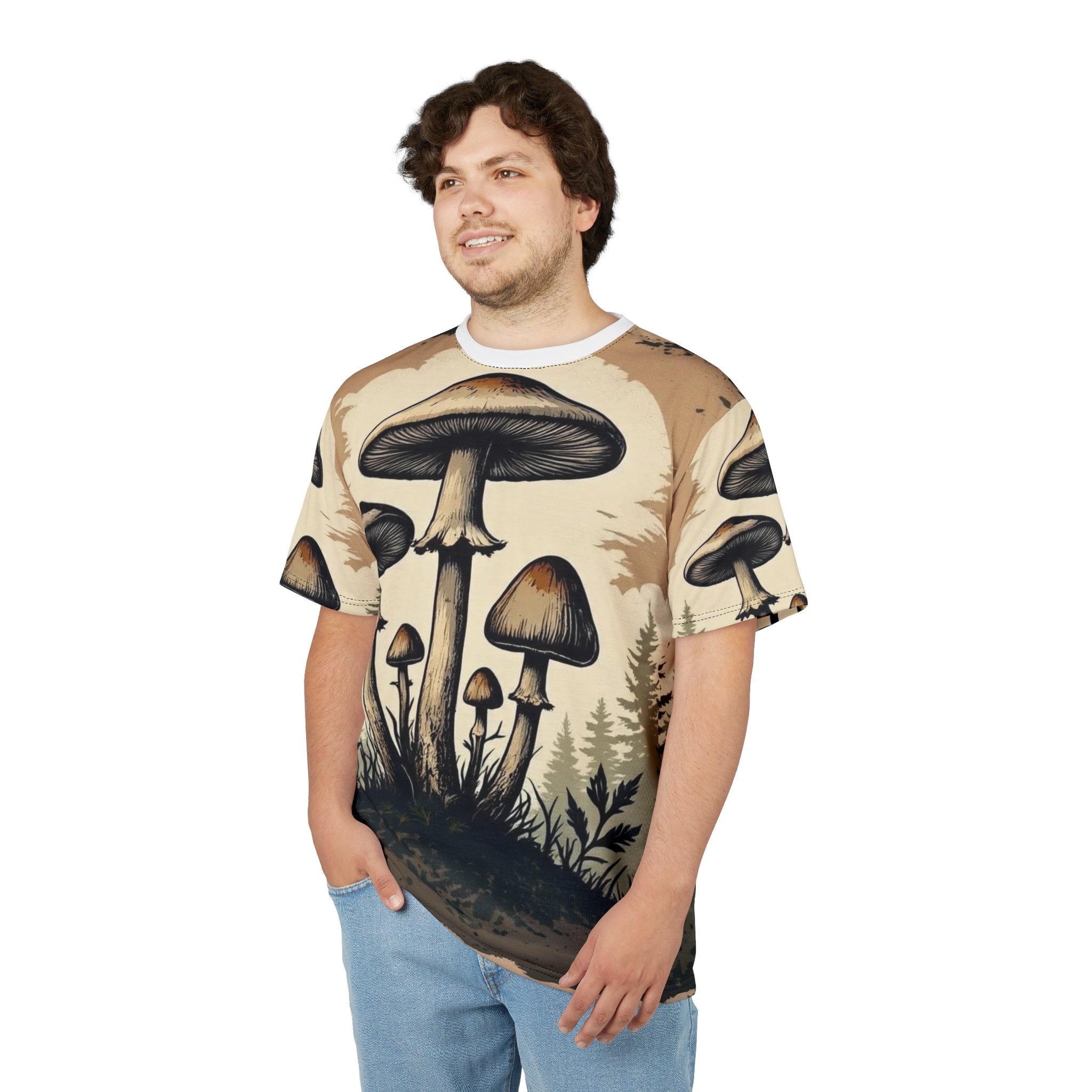 Psychedelic Mushroom All-Over Print T-Shirt – Woodland Fungi Graphic Tee
