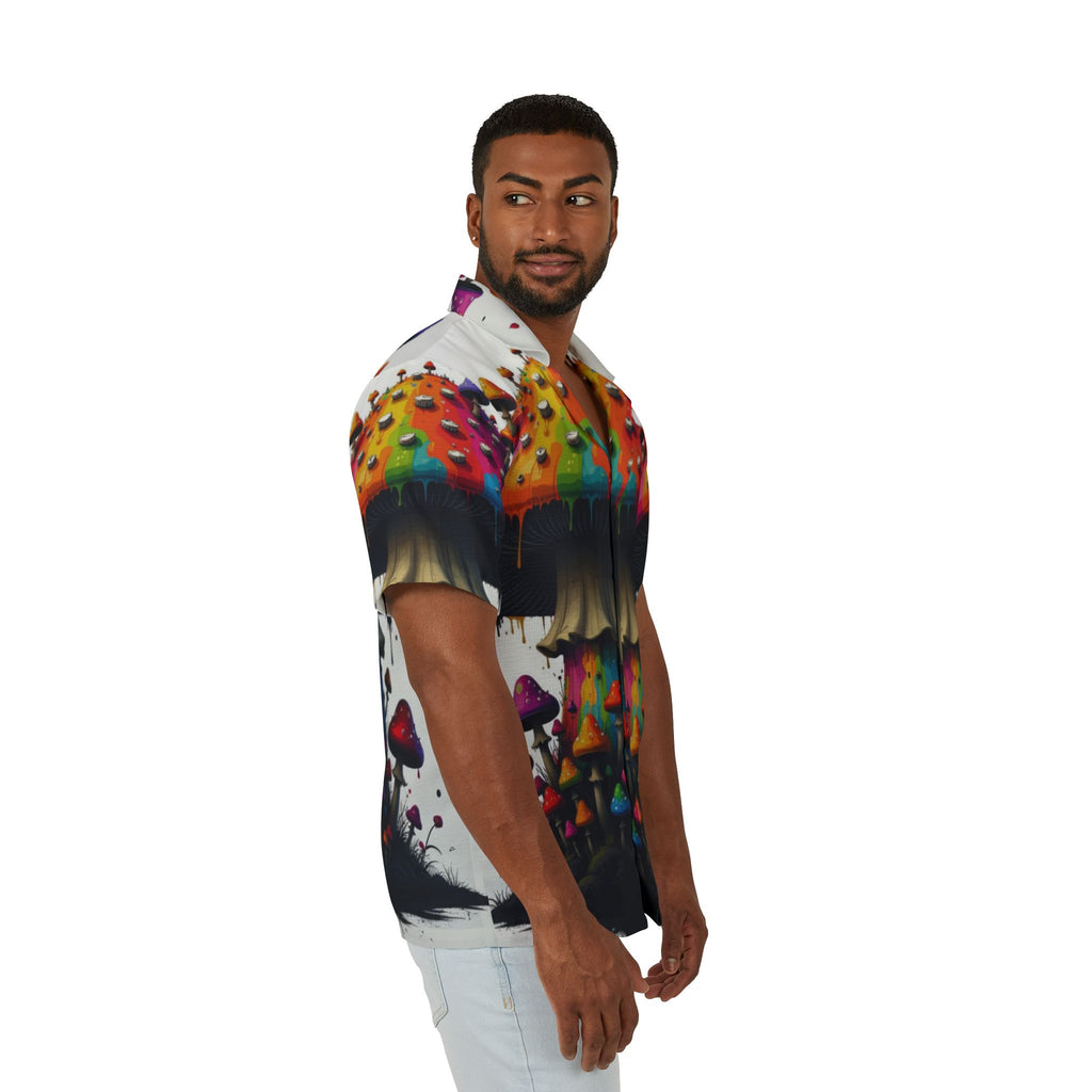 Psychedelic Mushroom Hawaiian Shirt — Colorful Trippy Camp Shirt