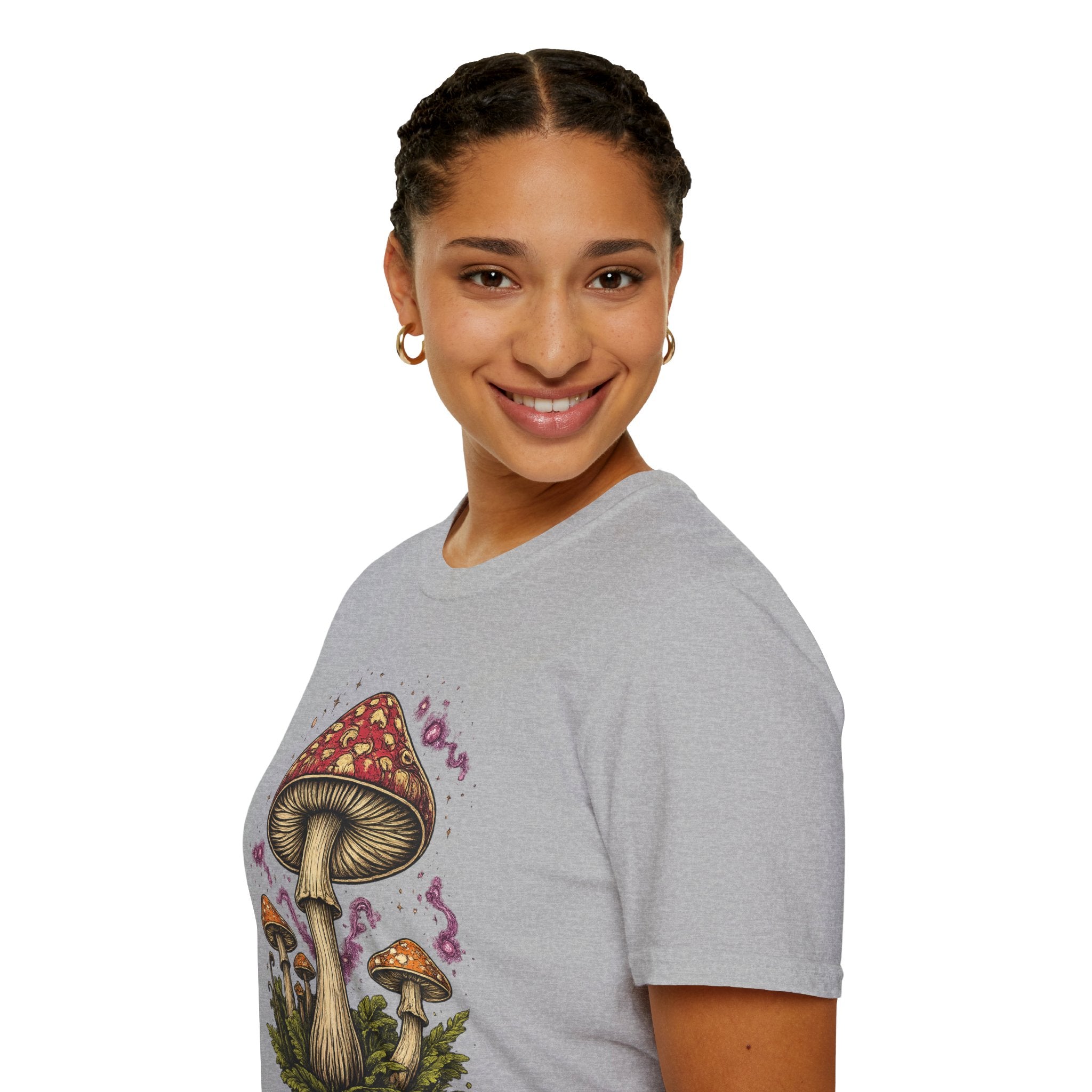 Psychedelic Mushroom Graphic T-Shirt — Red Amanita Illustration