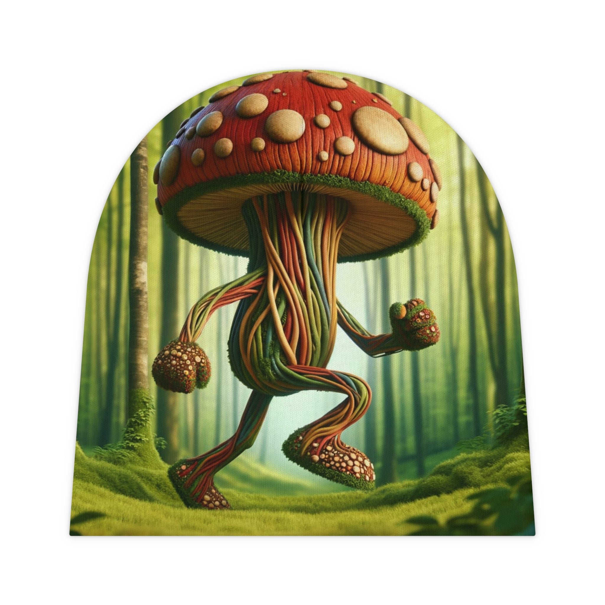Mushroom Forest Baby Beanie – Cute Walking Shroom Print