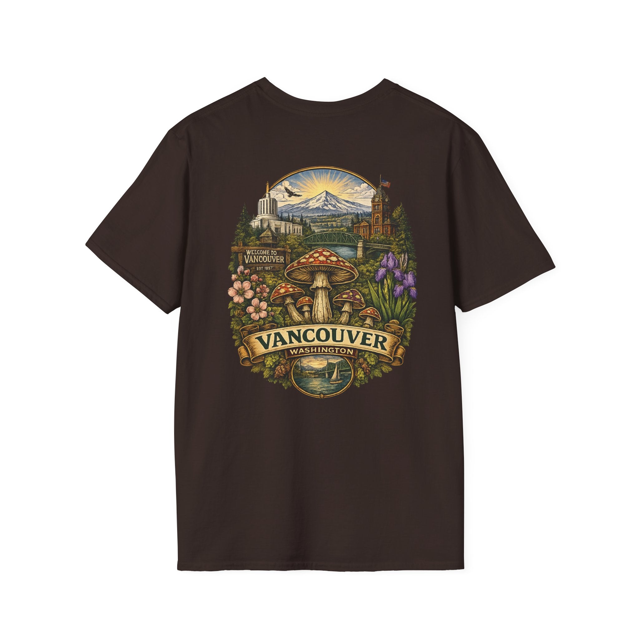 Mushroom Illustration T-Shirt – Vintage Red Toadstool Graphic
