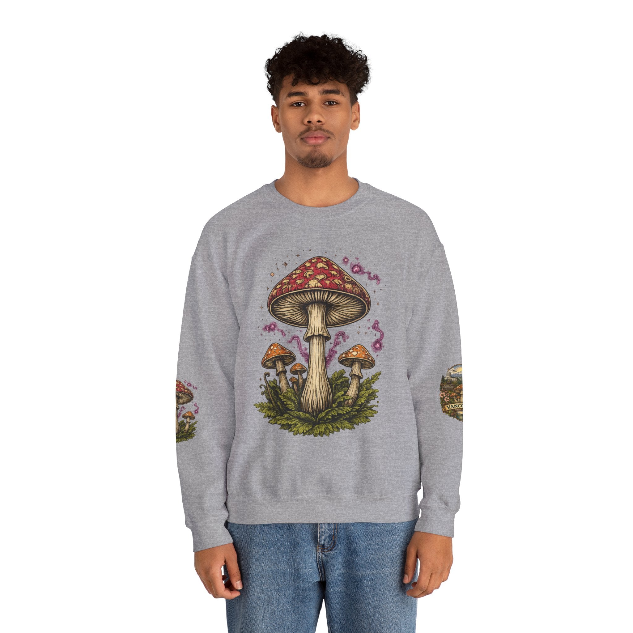 Mushroom Vancouver Crewneck Sweatshirt — Scenic Pacific Northwest Fungi Design