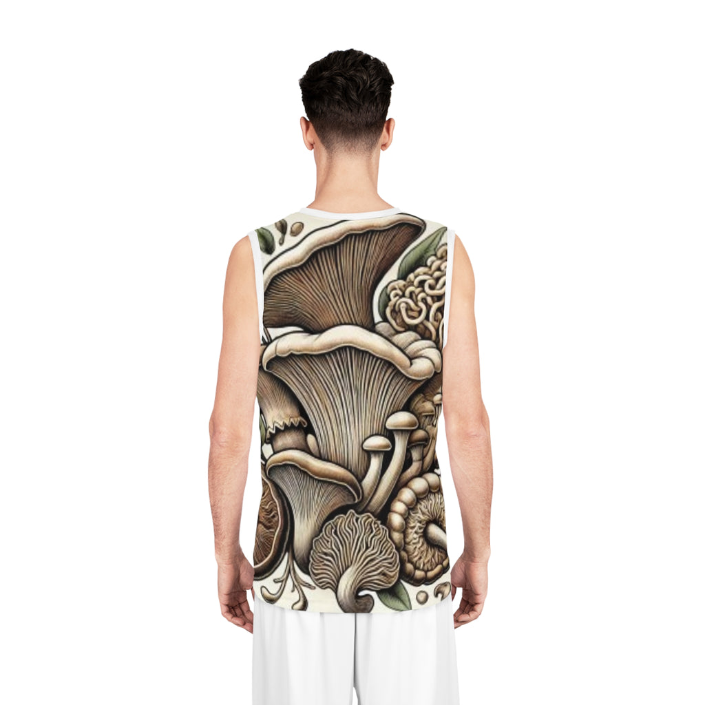 Mushroom Print Basketball Jersey — Botanical All-Over-Print Sports Tank