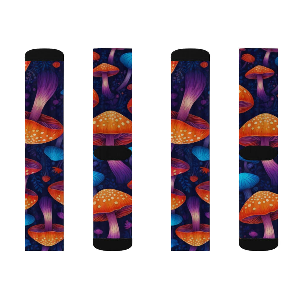 Socks: Psychedelic Mushroom Art Socks — Vibrant Sublimation Crew Socks