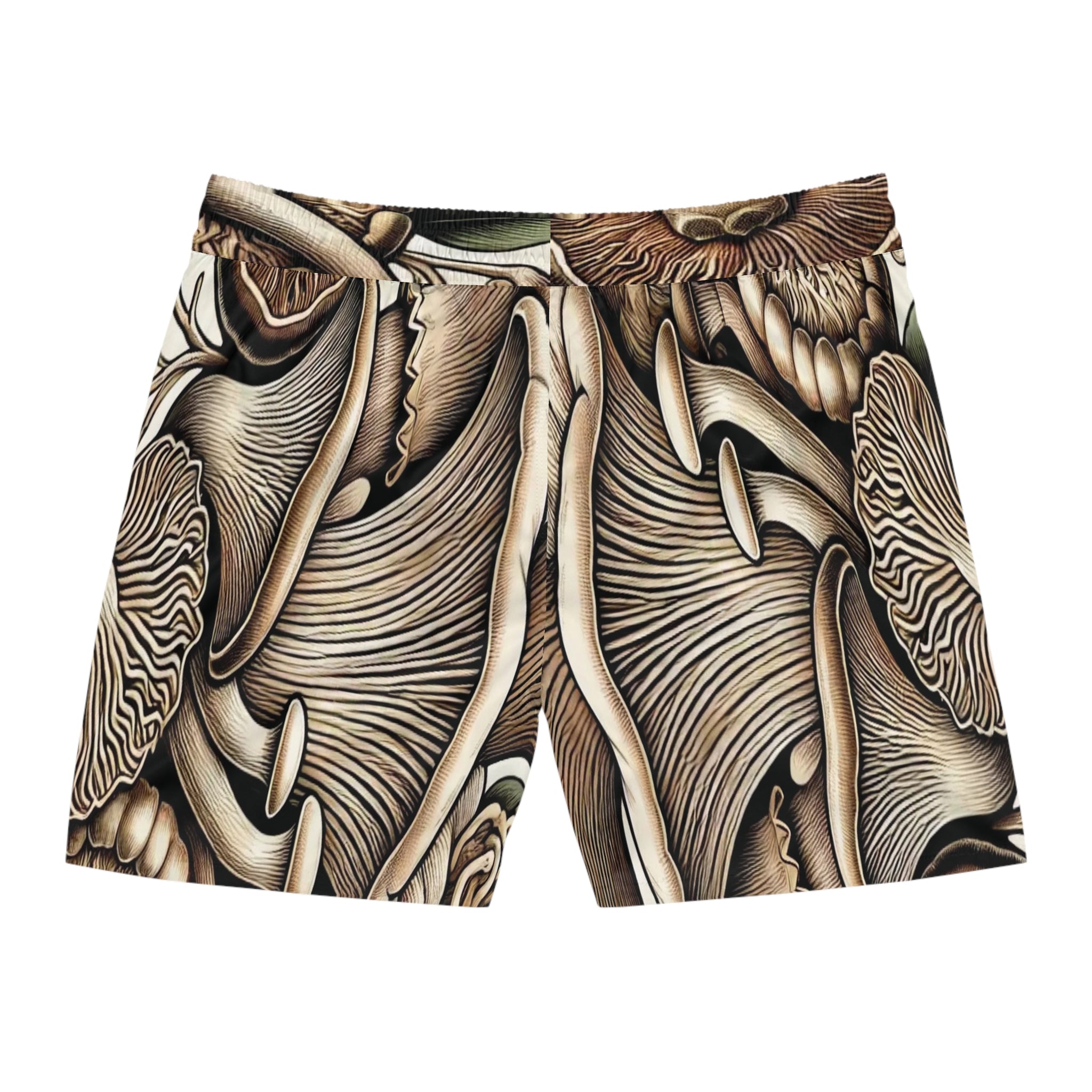 Mushroom Forest Swim Shorts — Botanical Psychedelic Men's Beach Trunks
