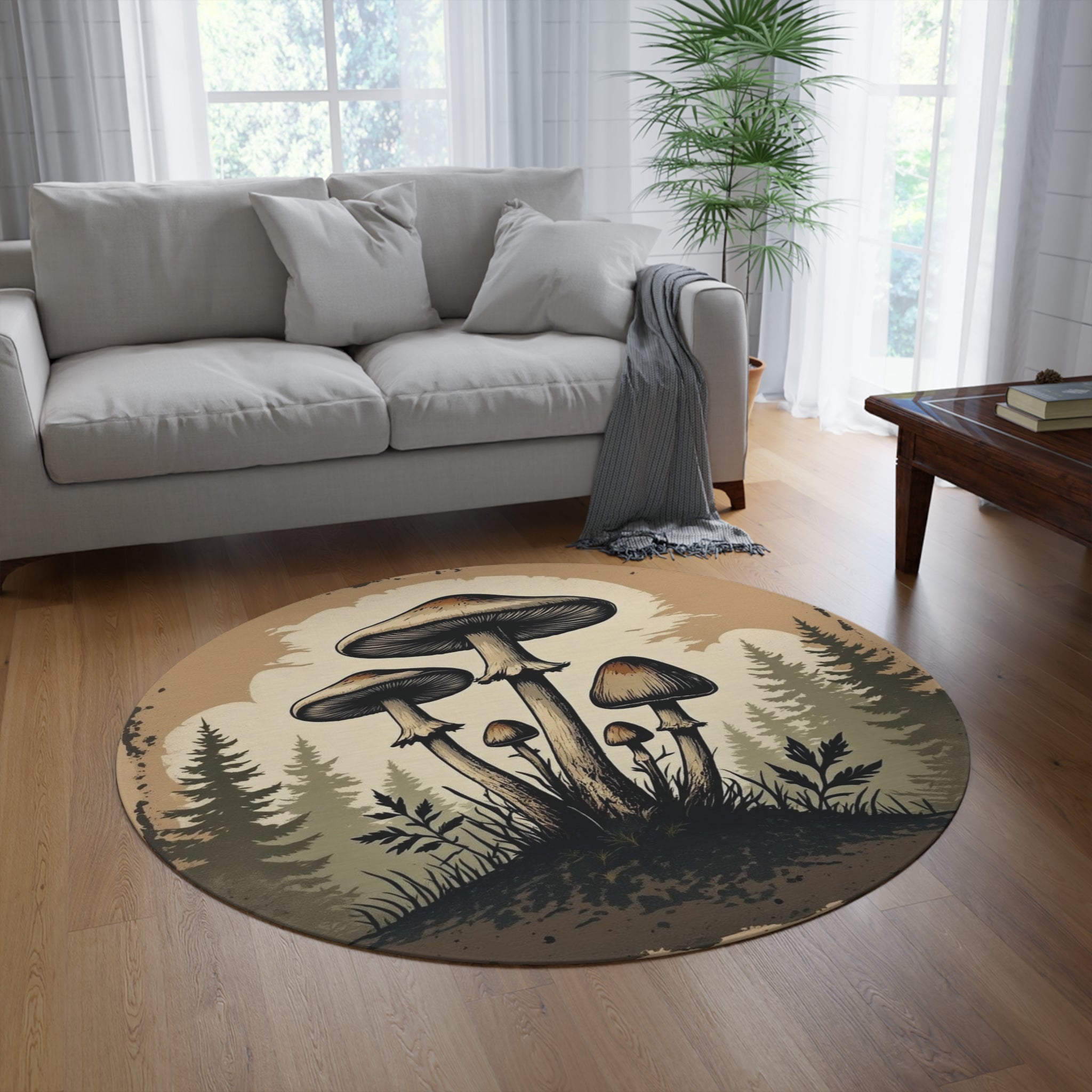 Round Rug: Mushroom Forest Round Rug