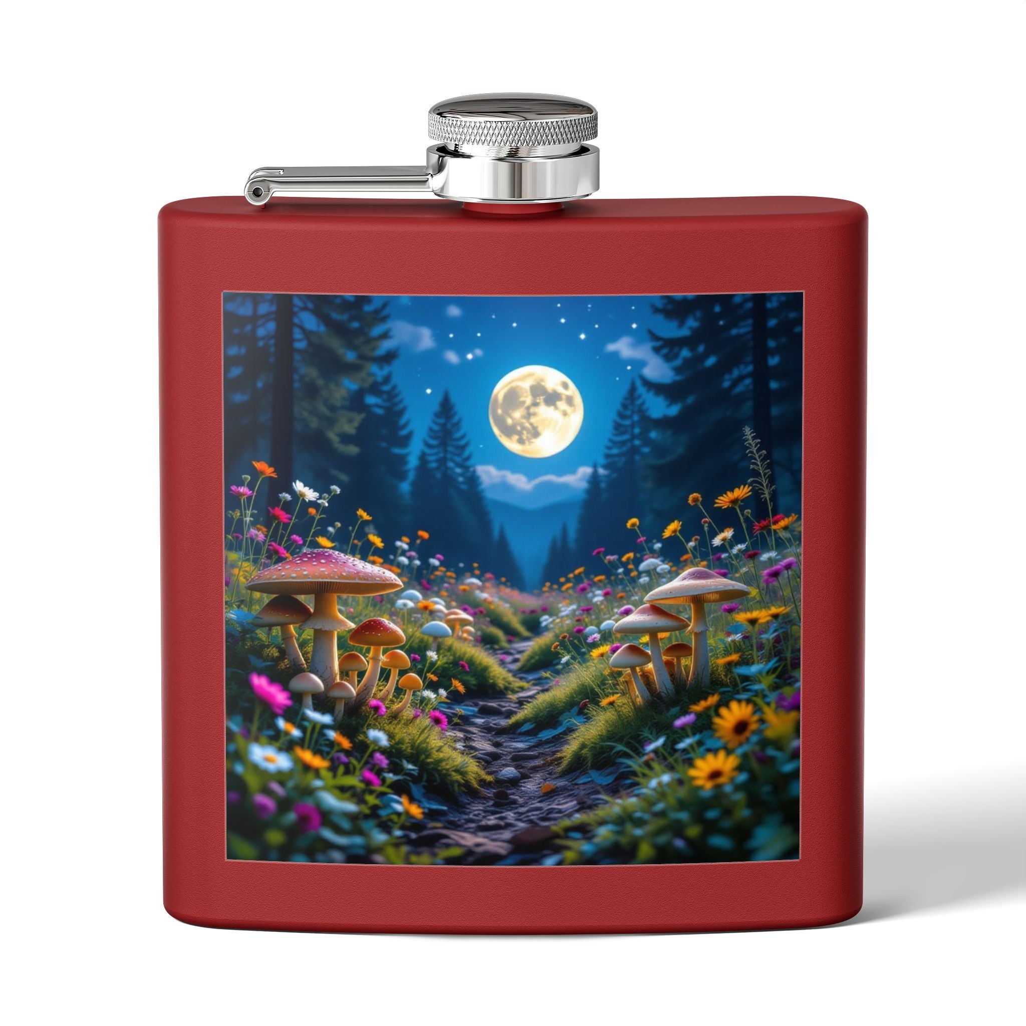 🌲 Moonlit Grove Stainless Steel Flask – Sip with a Side of Magic 🍄🌕