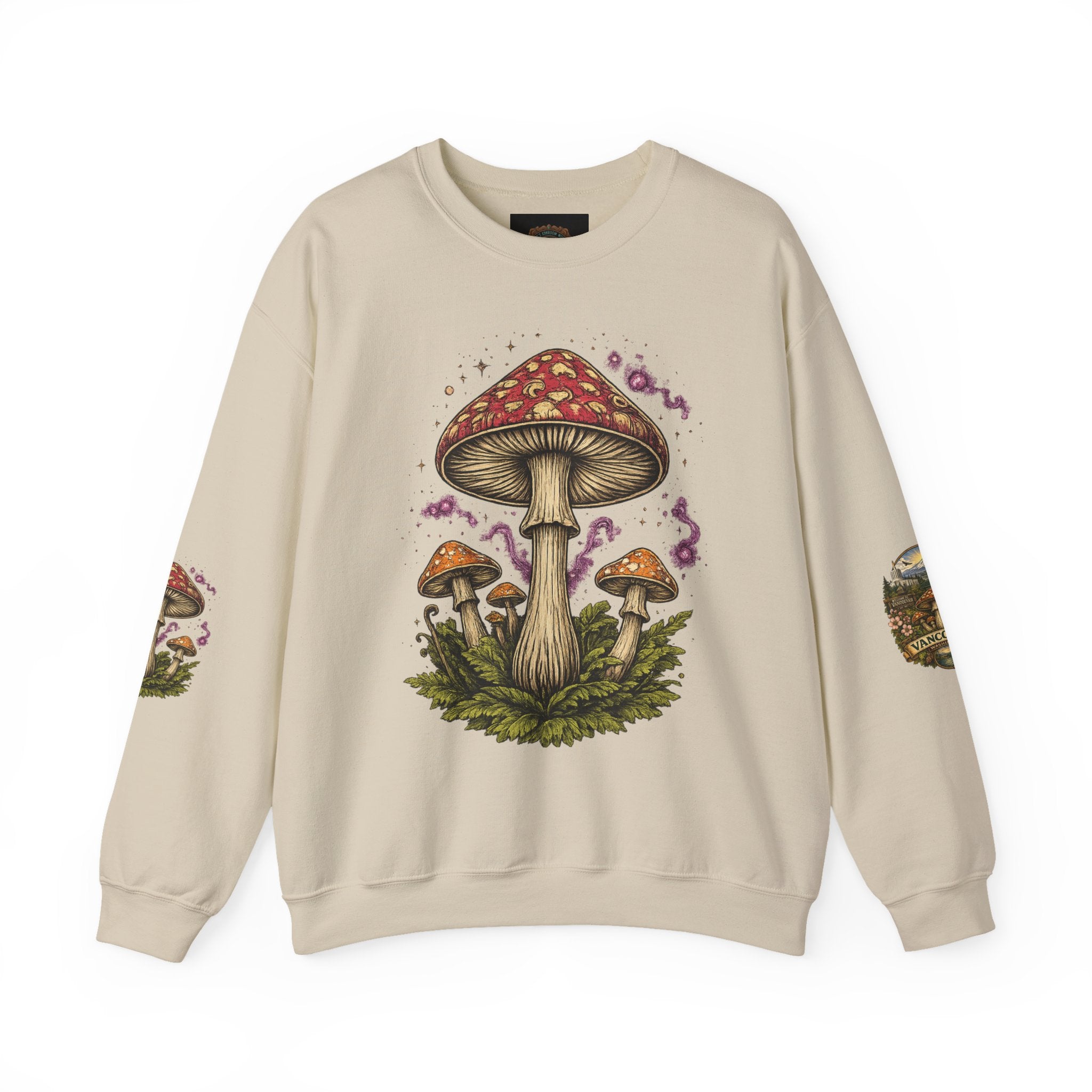 Mushroom Vancouver Crewneck Sweatshirt — Scenic Pacific Northwest Fungi Design
