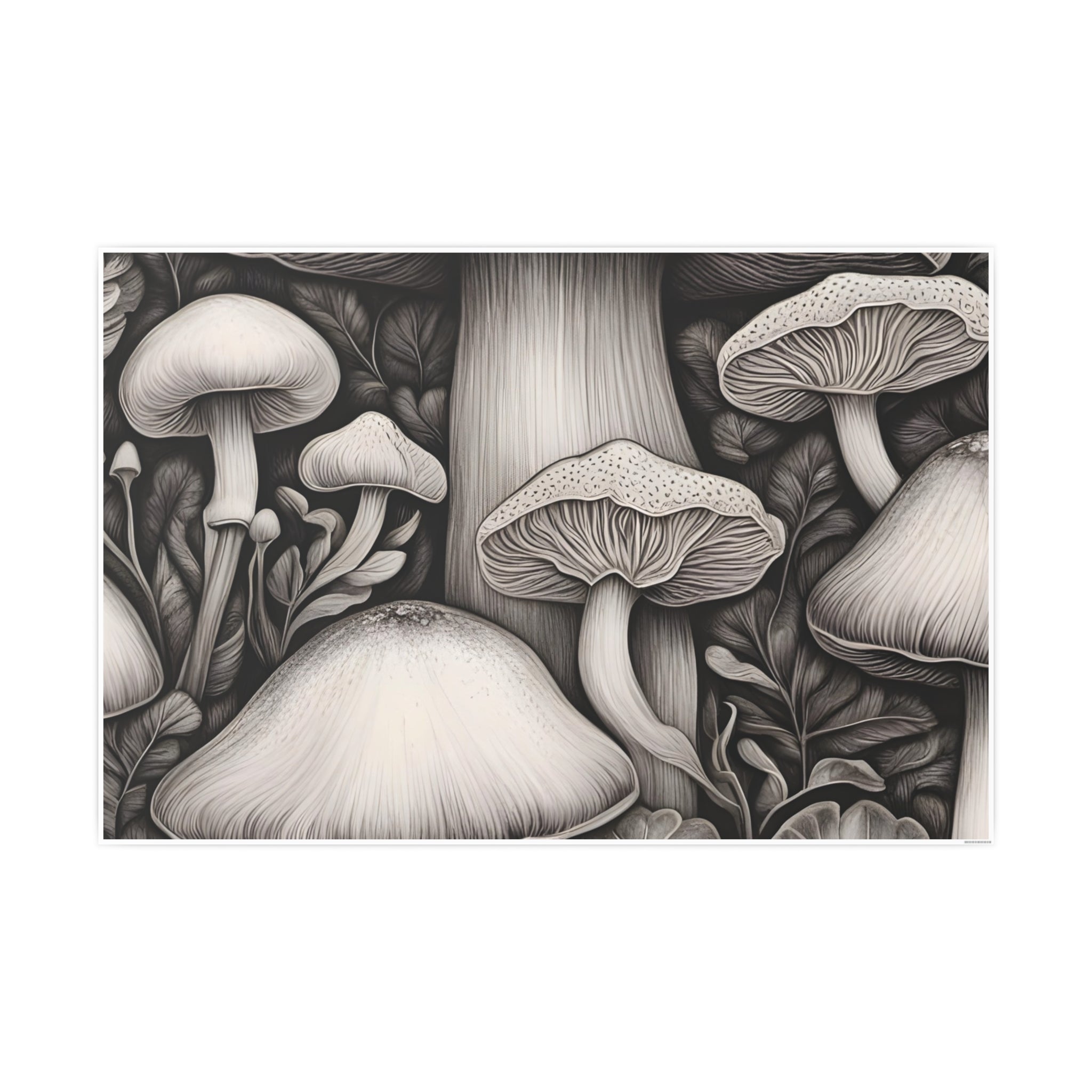 Poster: Mushroom Illustration Poster — Botanical Fungi Art Print