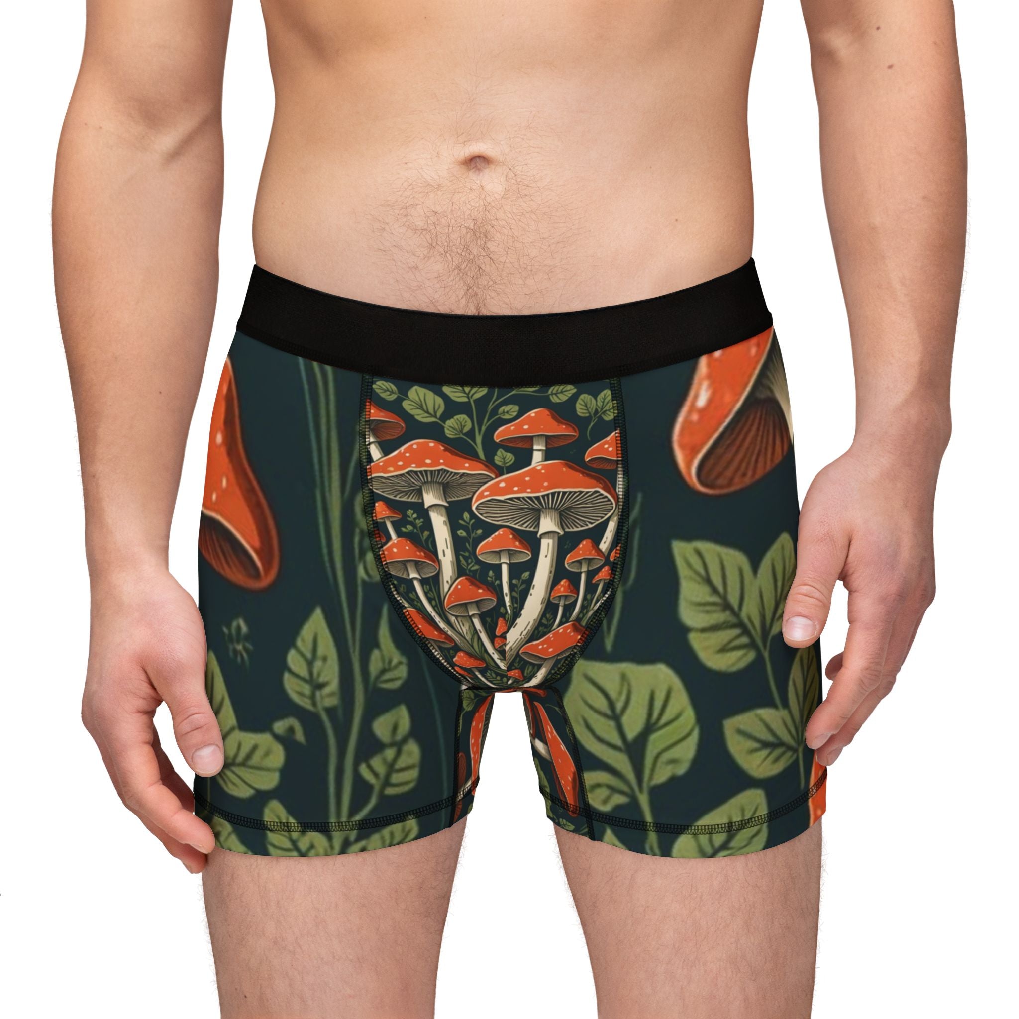 Mushroom Forest Men's Boxer Briefs – Dark Moody Toadstool All-Over Print