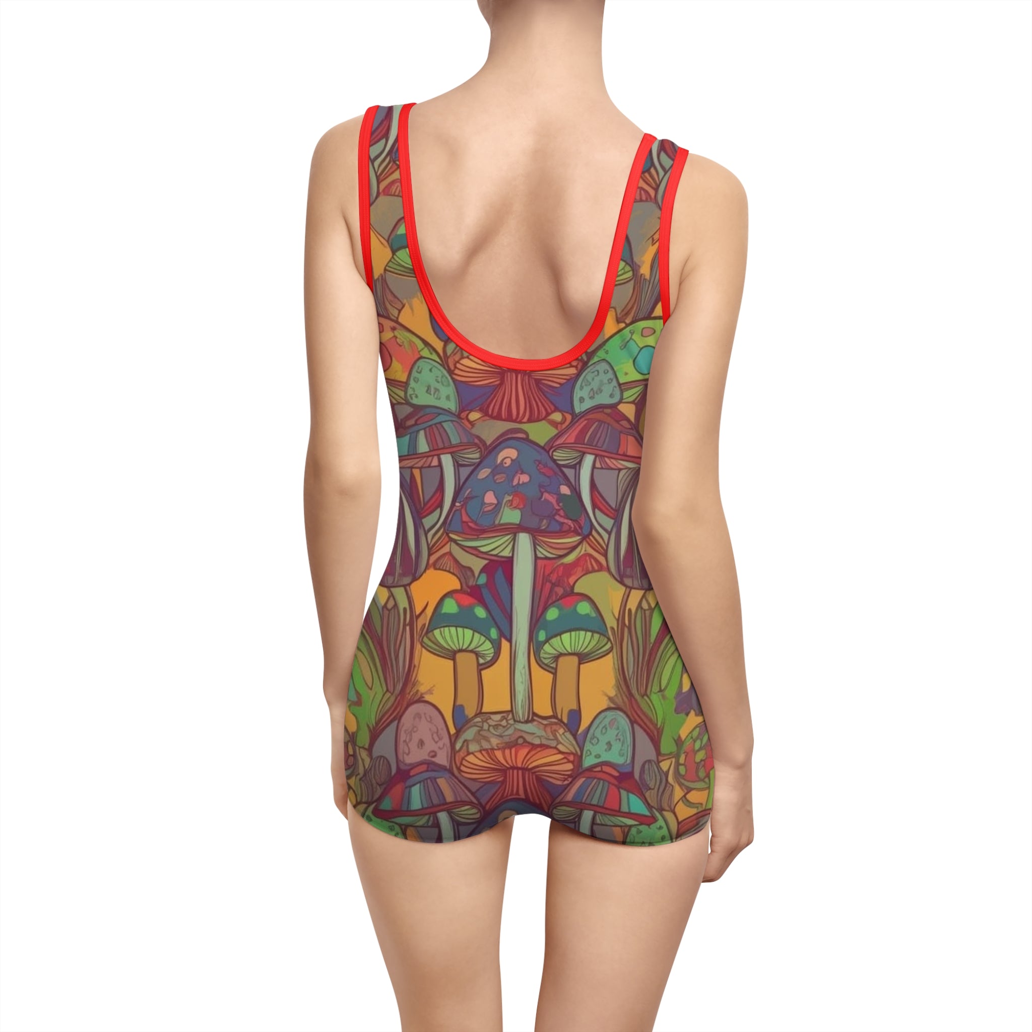 Vintage Mushroom Print Swimsuit — Retro Psychedelic One-Piece
