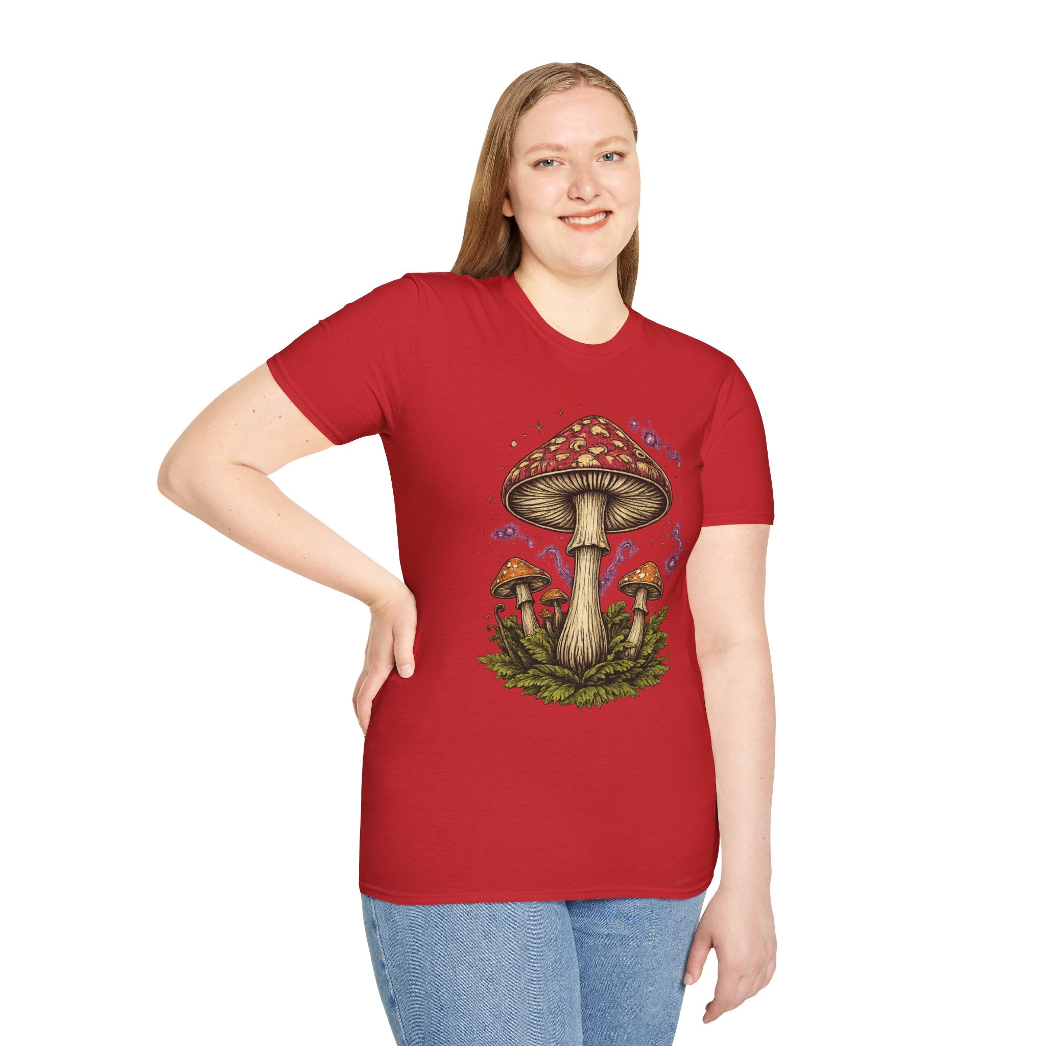 Psychedelic Mushroom Graphic T-Shirt — Red Amanita Illustration