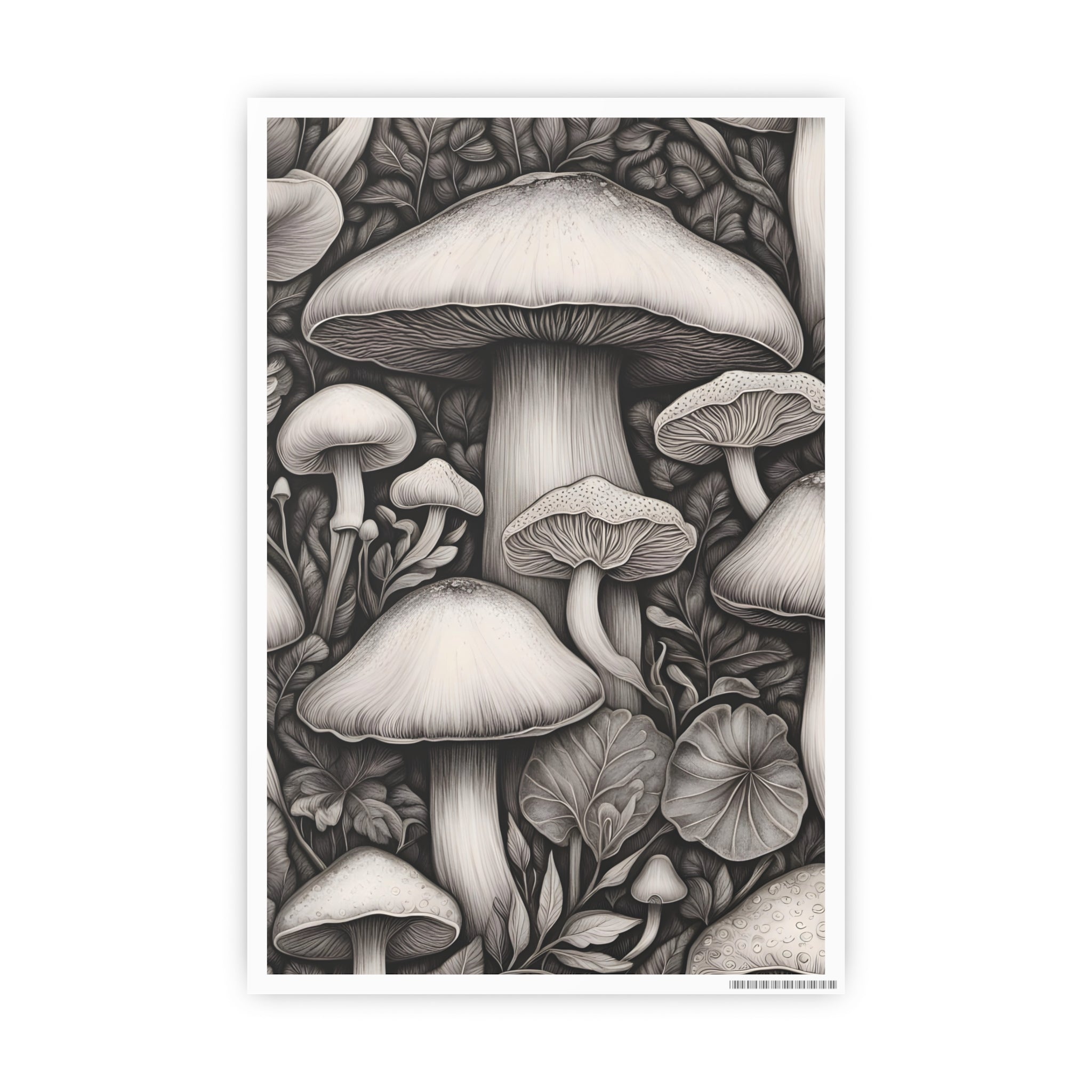 Poster: Mushroom Illustration Poster — Botanical Fungi Art Print
