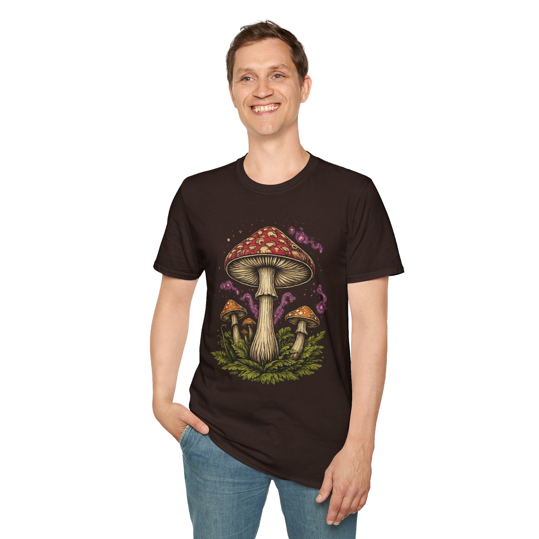 Mushroom Illustration T-Shirt – Vintage Red Toadstool Graphic