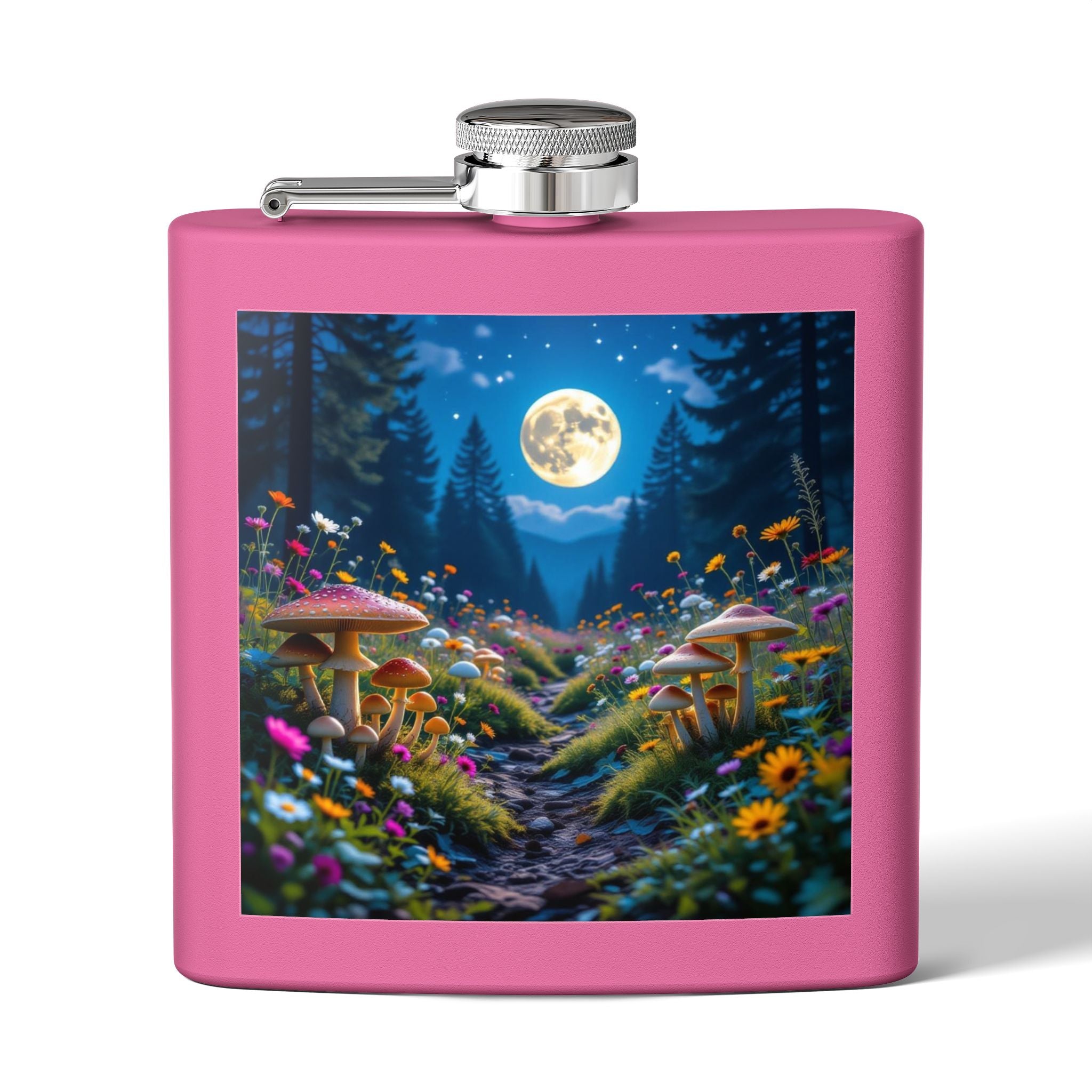 🌲 Moonlit Grove Stainless Steel Flask – Sip with a Side of Magic 🍄🌕