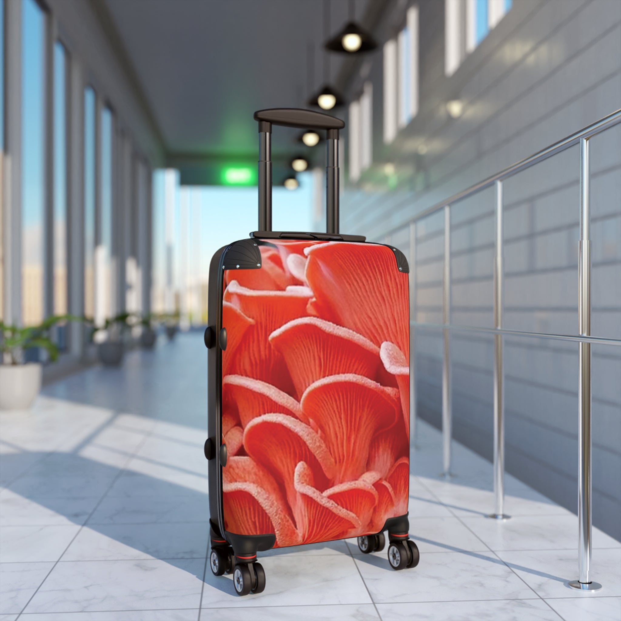 Suitcase: Red Coral Floral Carry-On Suitcase — Bold Botanical Travel Luggage