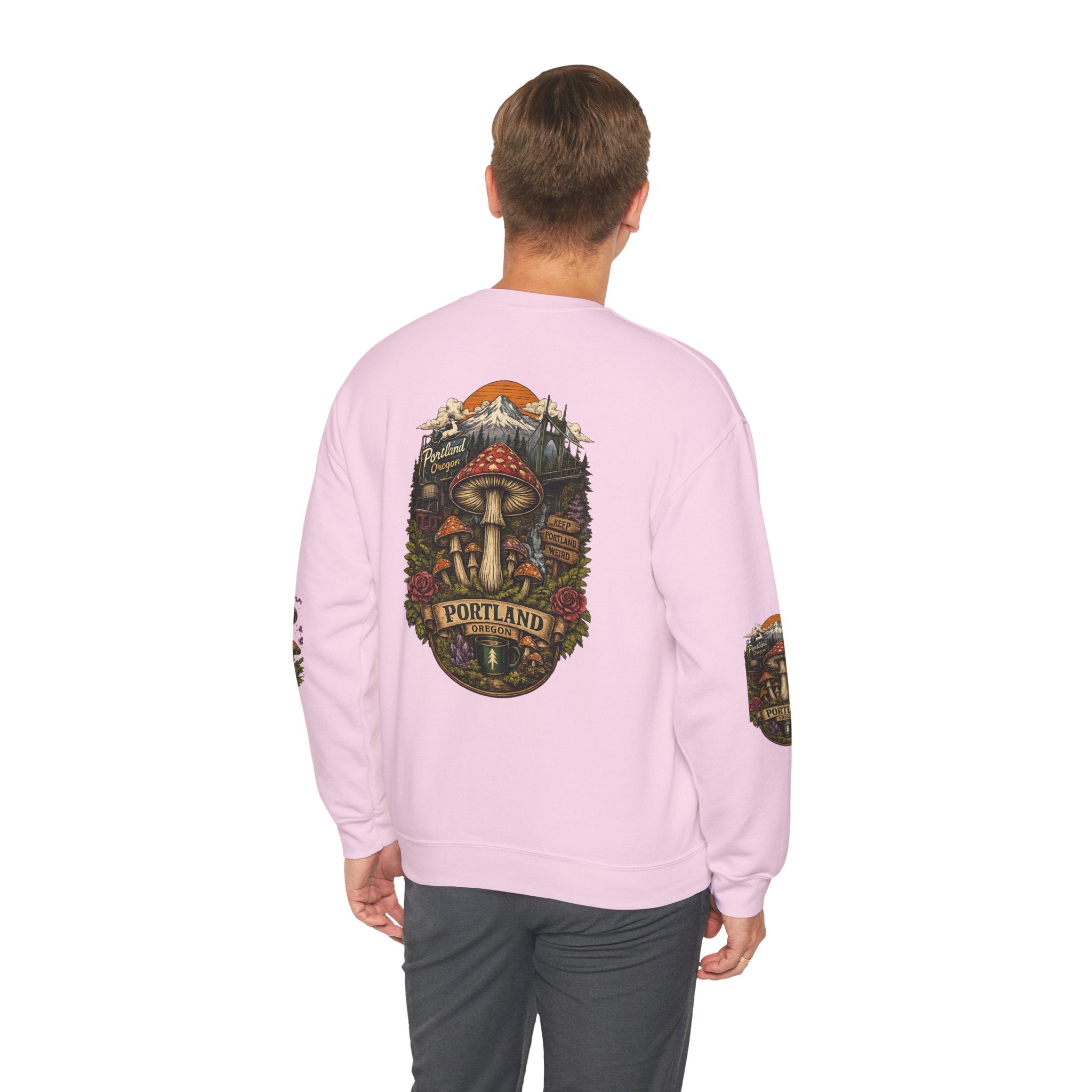 Mushroom Crewneck Sweatshirt — Portland Vintage Psychedelic Fungi Graphic