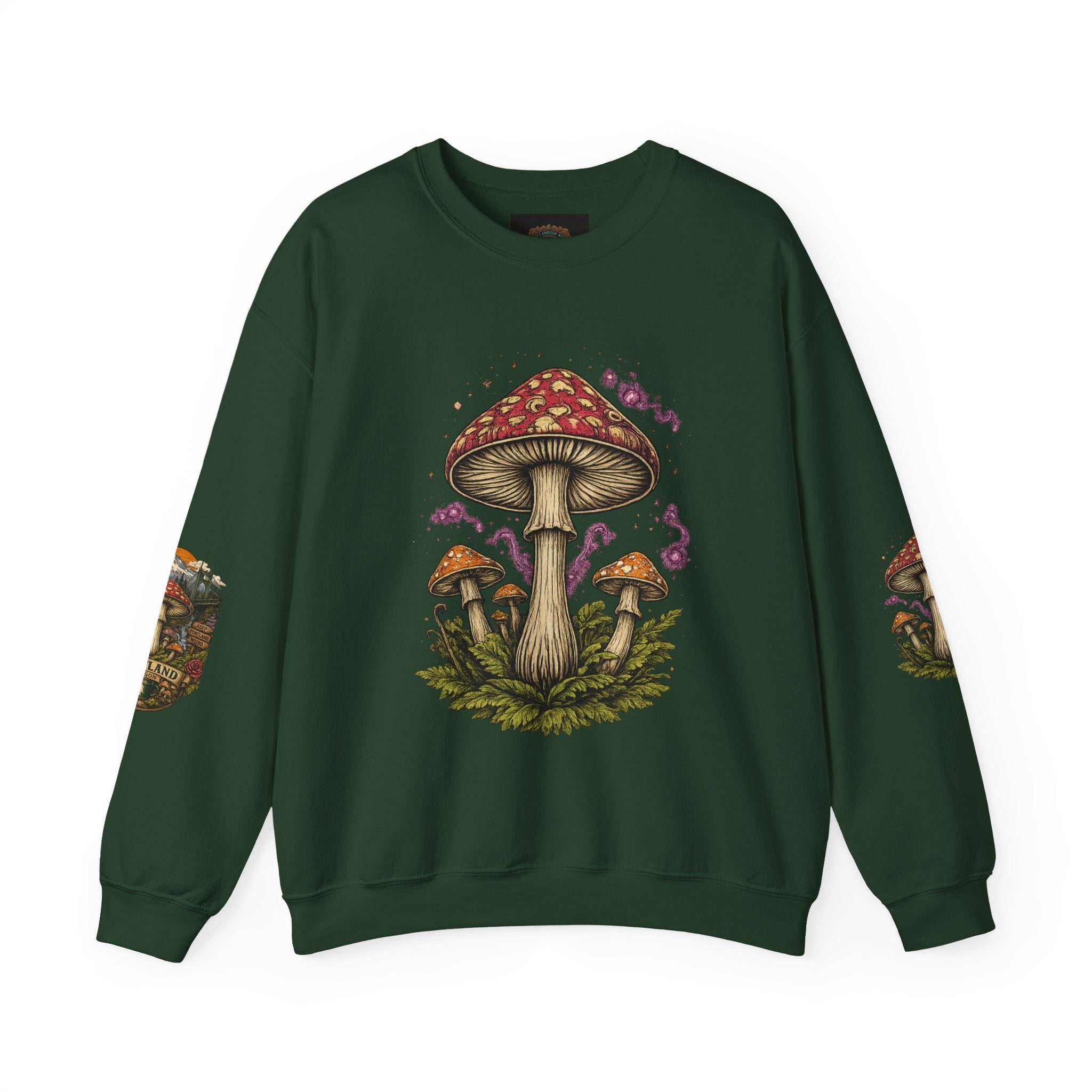Mushroom Crewneck Sweatshirt — Portland Vintage Psychedelic Fungi Graphic