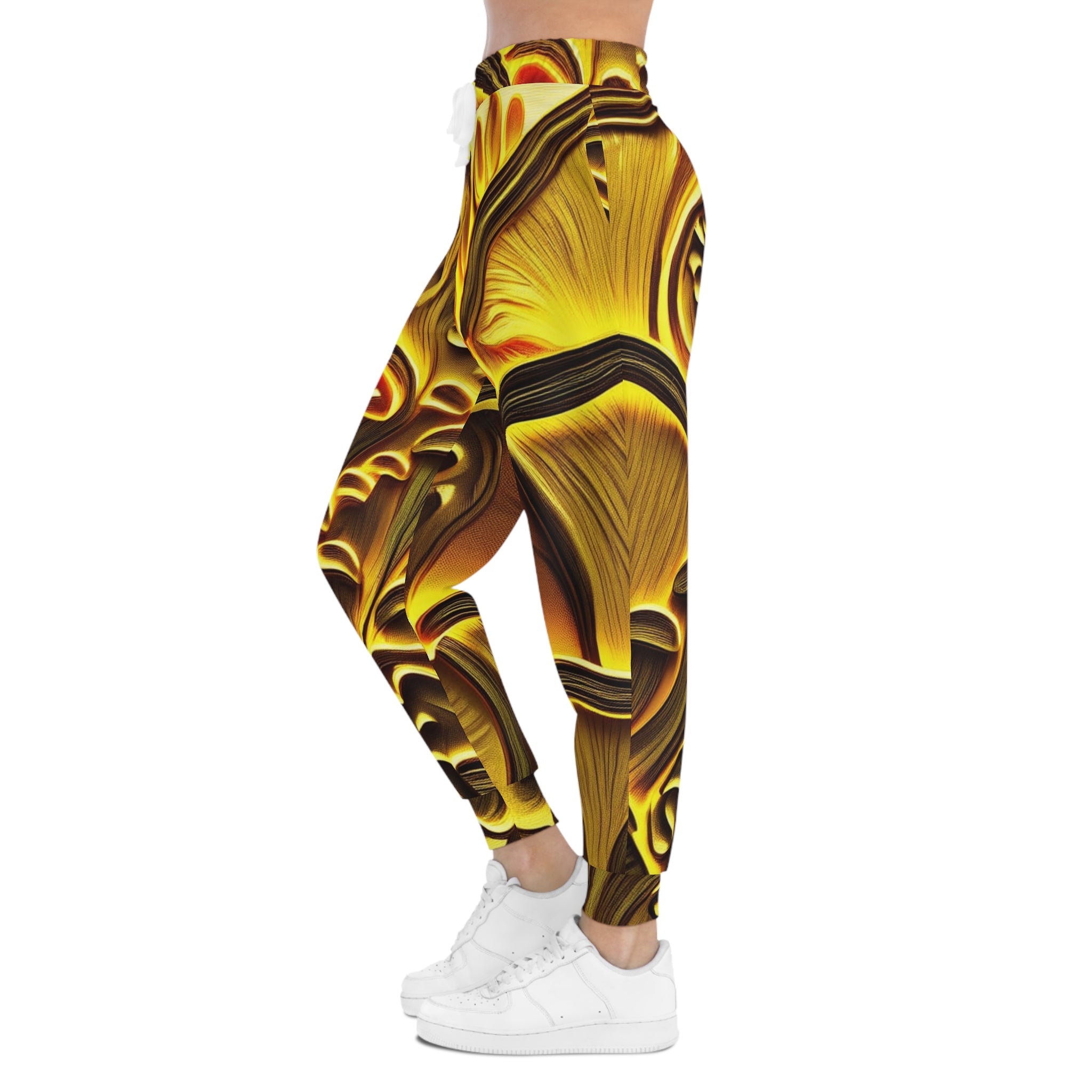 Golden Swirl Joggers — Abstract Yellow Athletic Pants