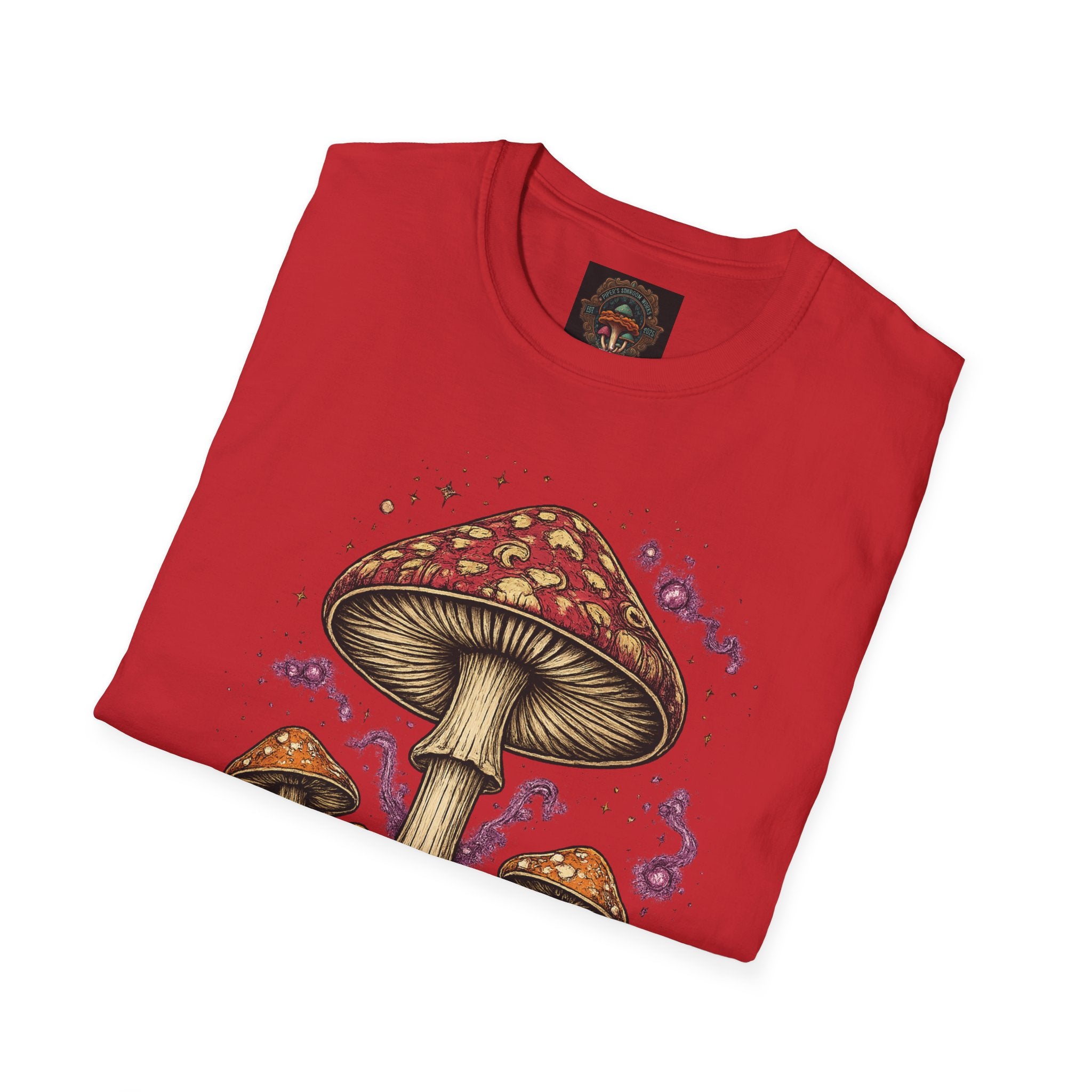Mushroom Illustration T-Shirt – Vintage Red Toadstool Graphic