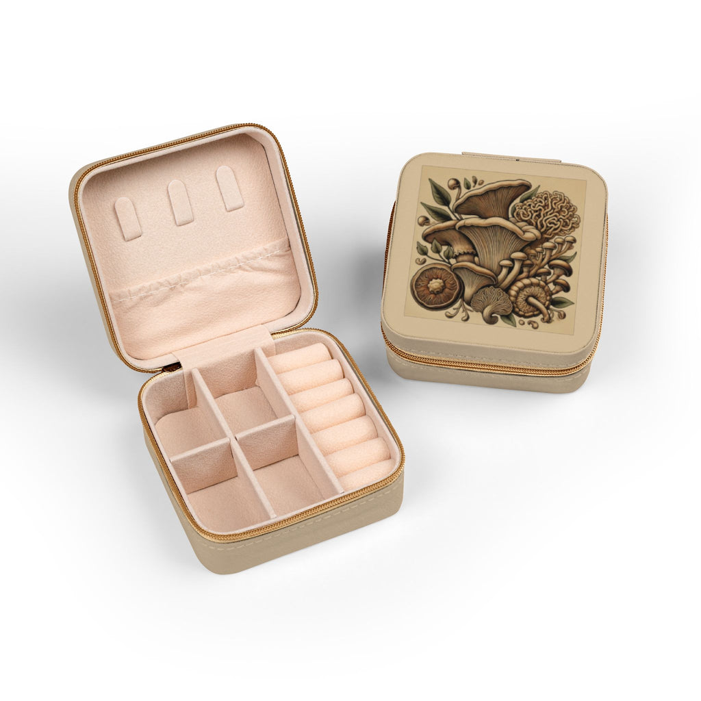 Mushroom Garden Jewelry Travel Case – Compact Velvet-Lined Organizer
