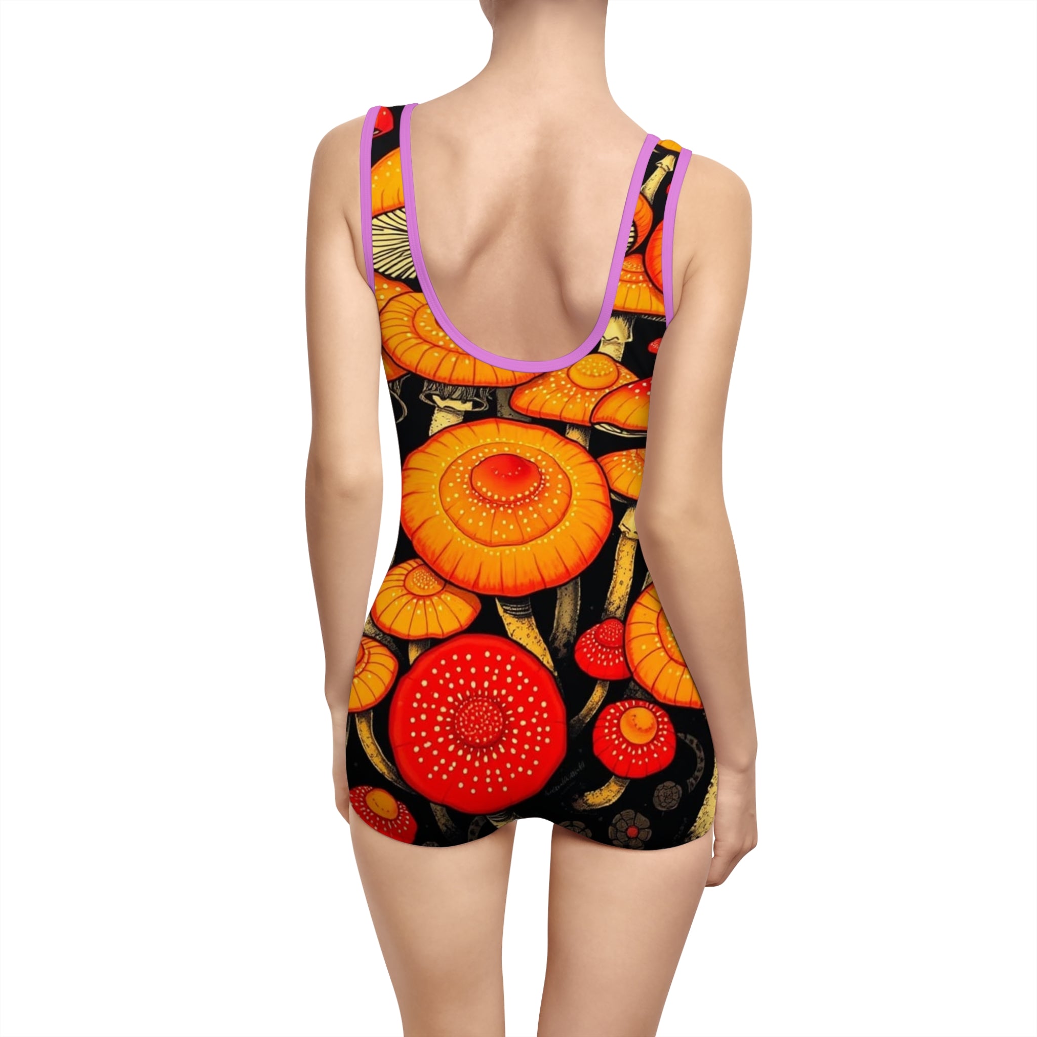 Women's Vintage Mushroom Print Swimsuit, Retro Pool Party, Summer Beachwear