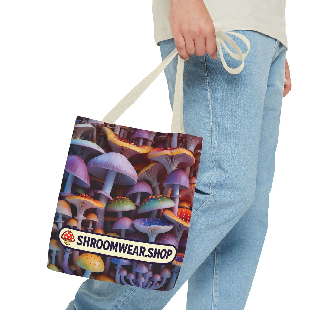 Tote Bag: Psychedelic Mushroom Tote Bag — Colorful Shroom Print Tote