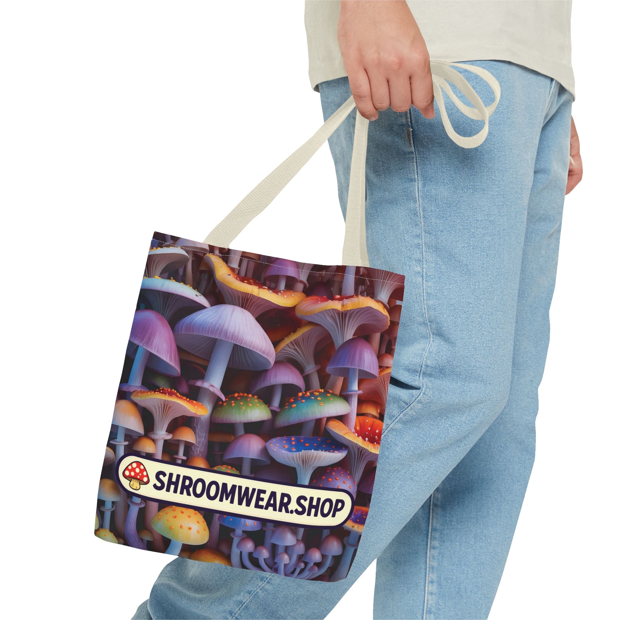 Tote Bag: Psychedelic Mushroom Tote Bag — Colorful Shroom Print Tote