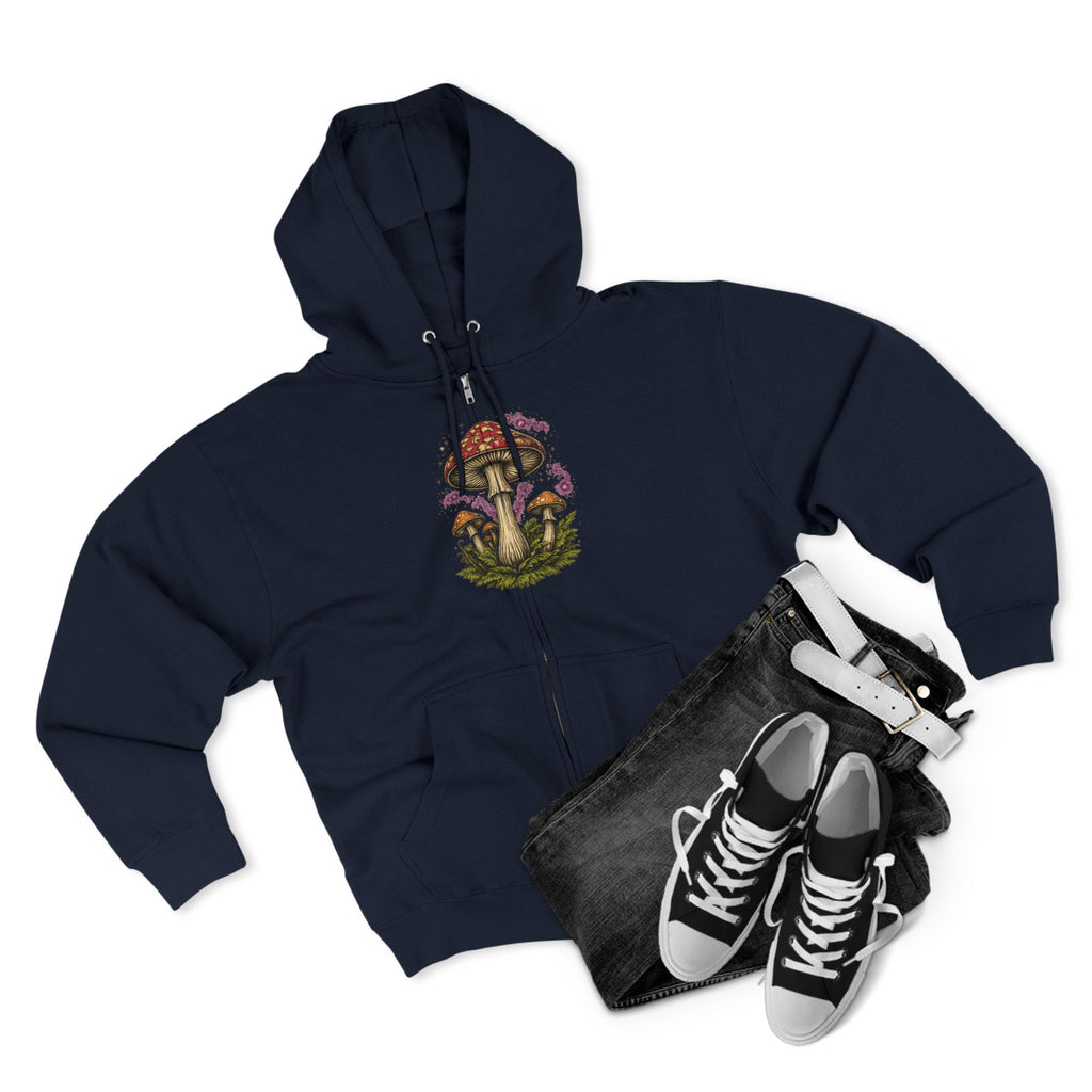 Portland Mushroom Zip Hoodie — Vintage Psychedelic Fungi Forest Jacket