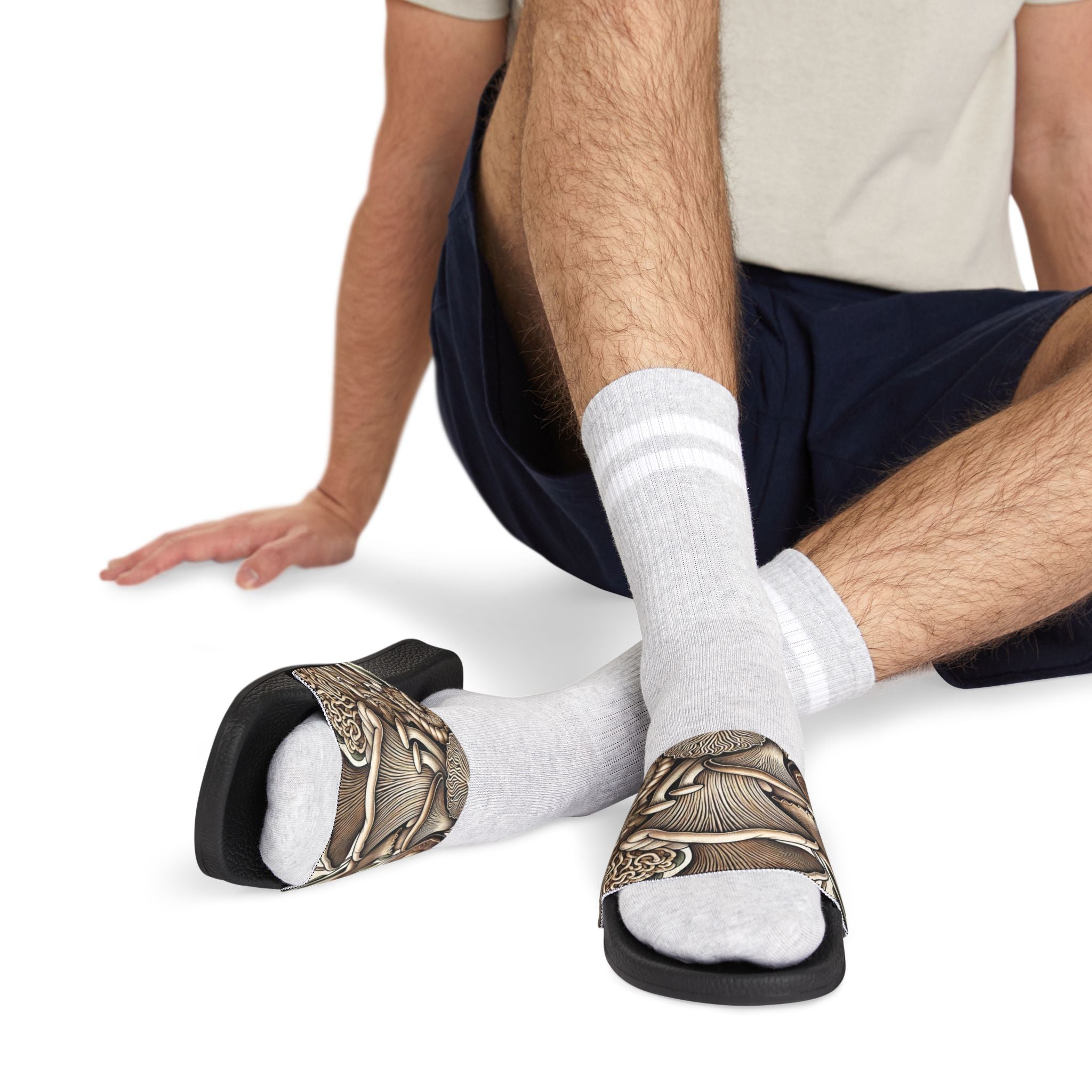 Mushroom Art Slide Sandals — Removable Strap Men's Slides