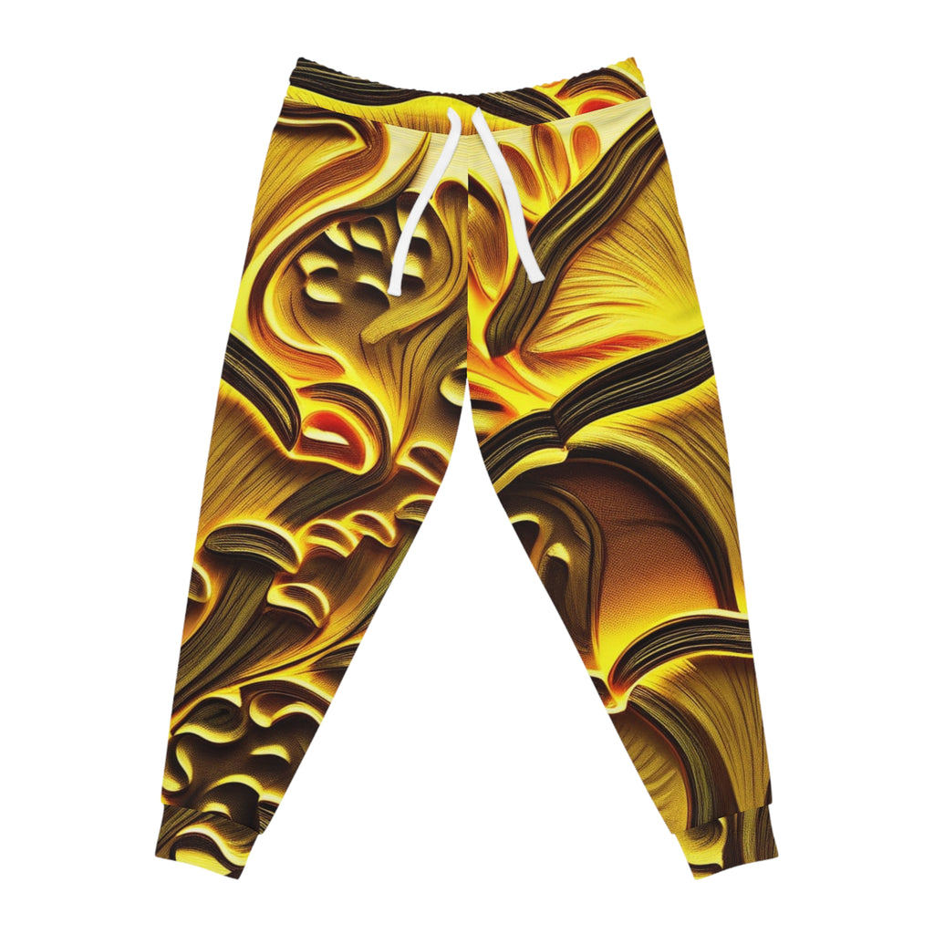 Golden Swirl Joggers — Abstract Yellow Athletic Pants