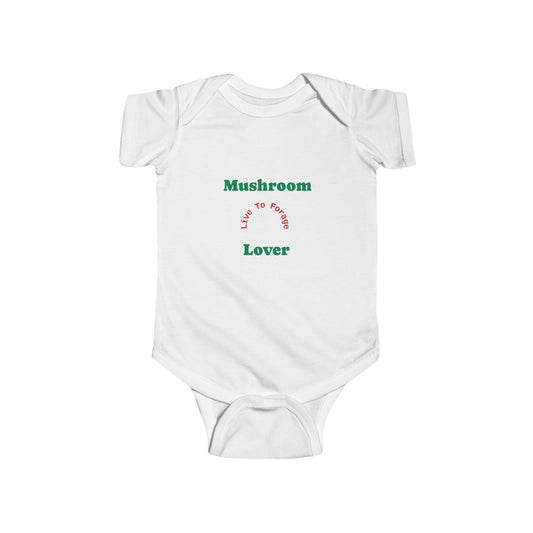 🍄👶 “Mushroom Lover – I Live to Forage” Baby Bodysuit