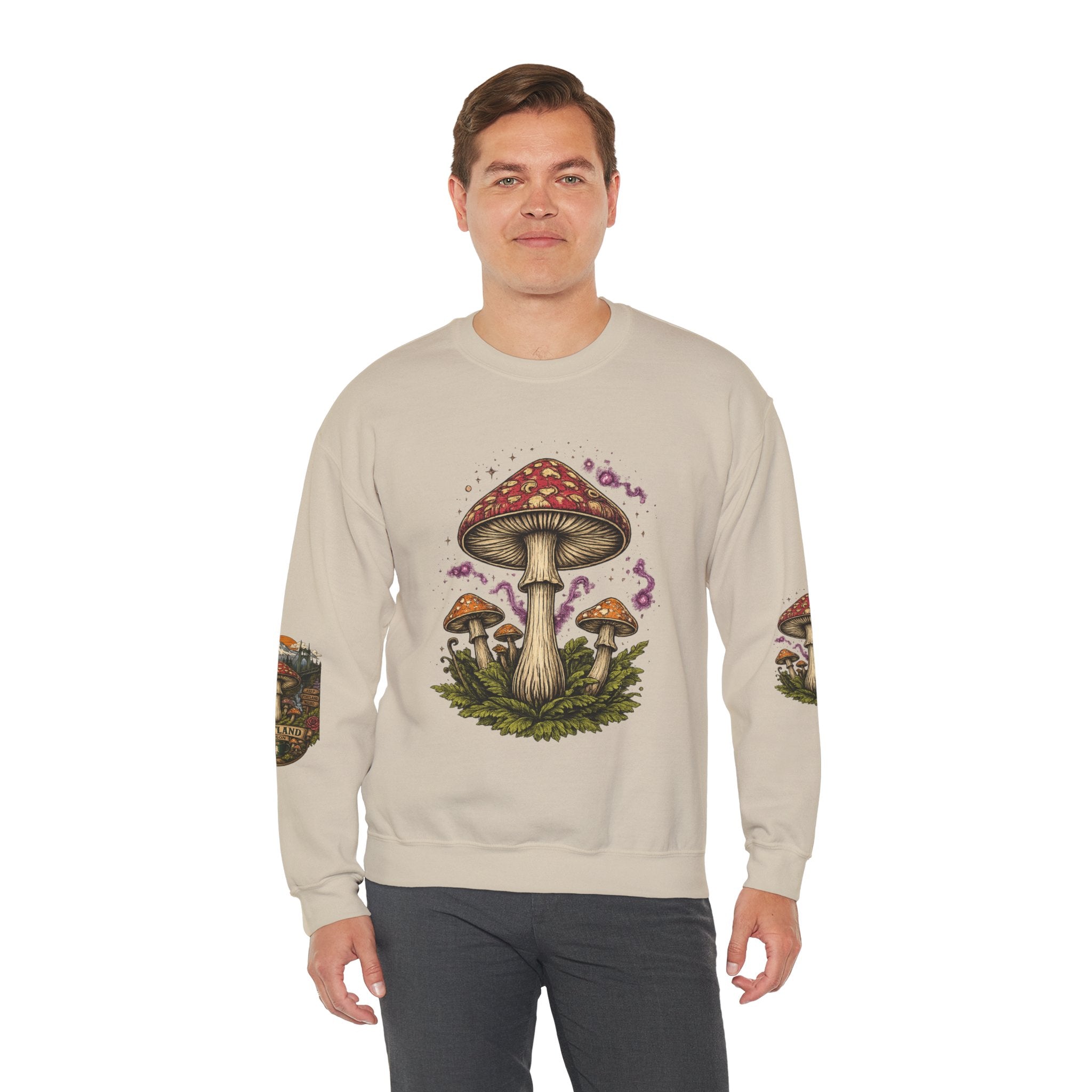 Mushroom Crewneck Sweatshirt — Portland Vintage Psychedelic Fungi Graphic
