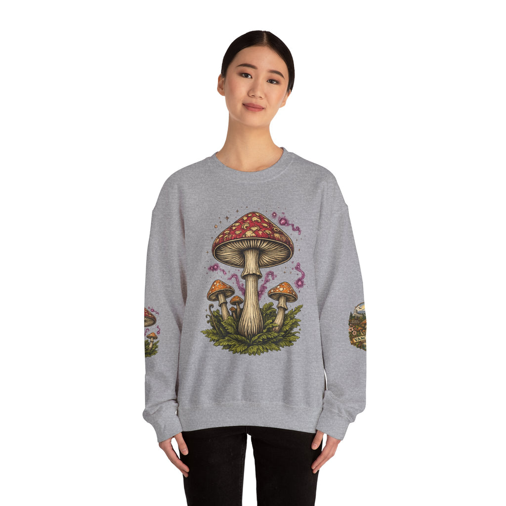 Mushroom Vancouver Crewneck Sweatshirt — Scenic Pacific Northwest Fungi Design
