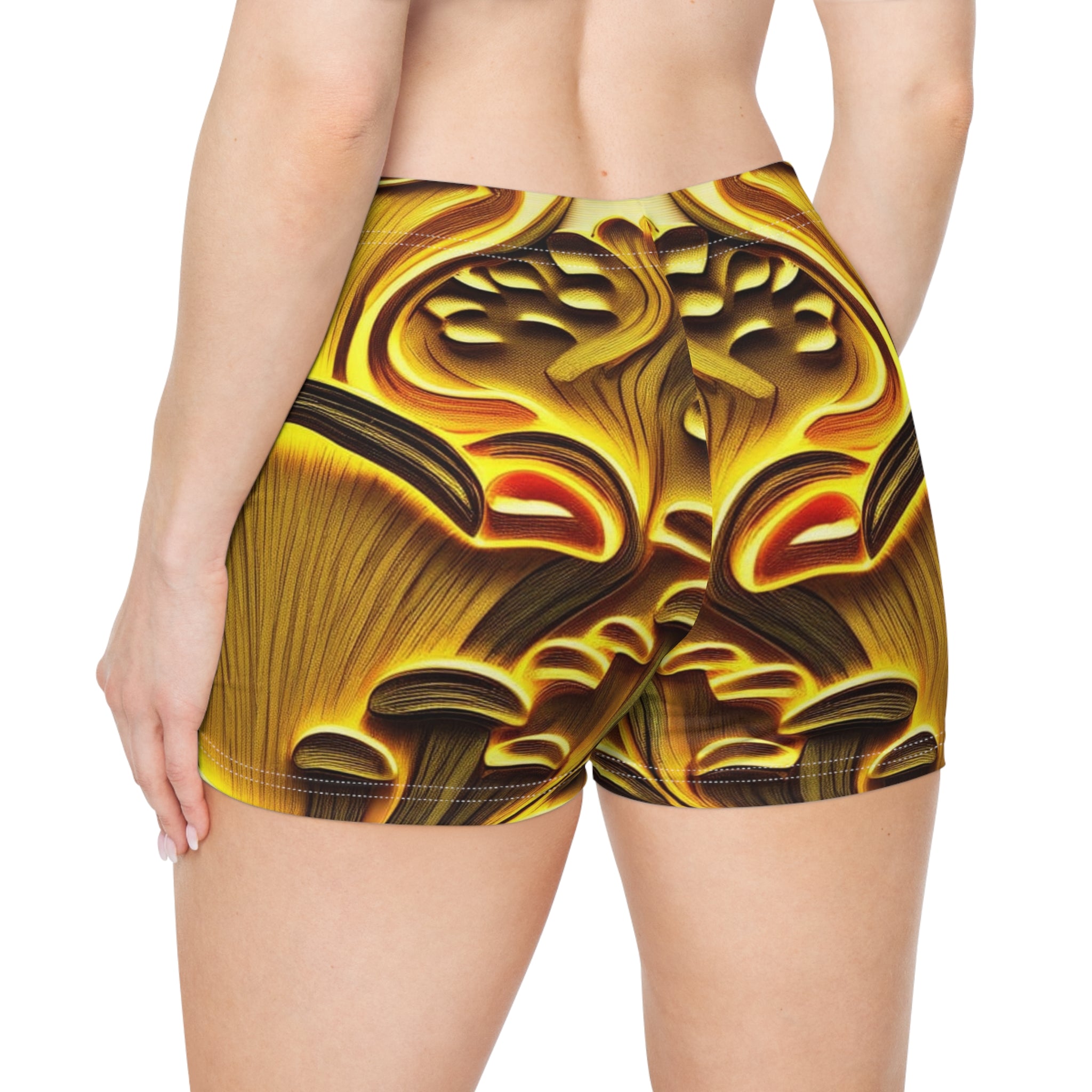 🍄🔥Golden Glow Mushroom Shorts – Fungi Flow Activewear🍄🔥✨