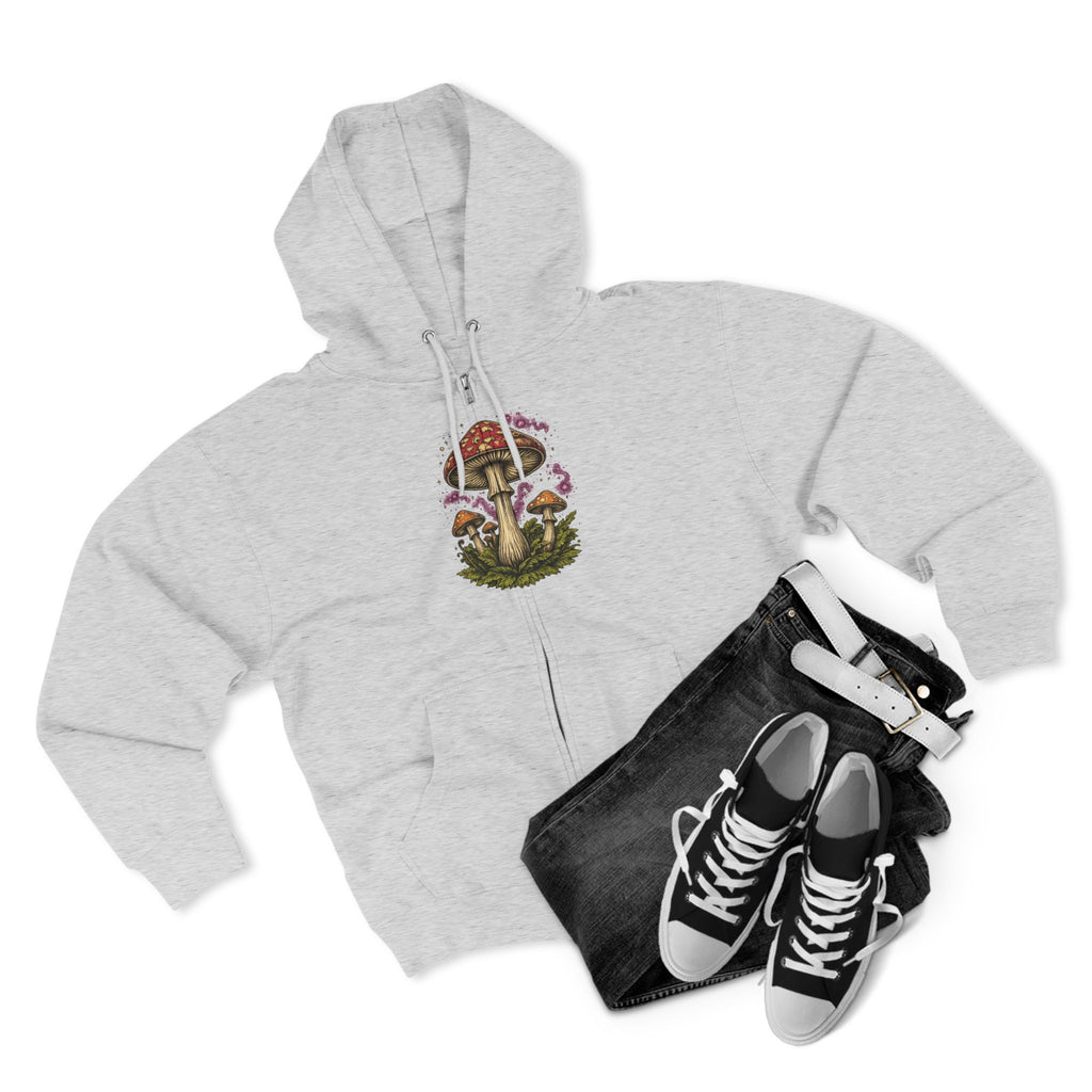 Portland Mushroom Zip Hoodie — Vintage Psychedelic Fungi Forest Jacket