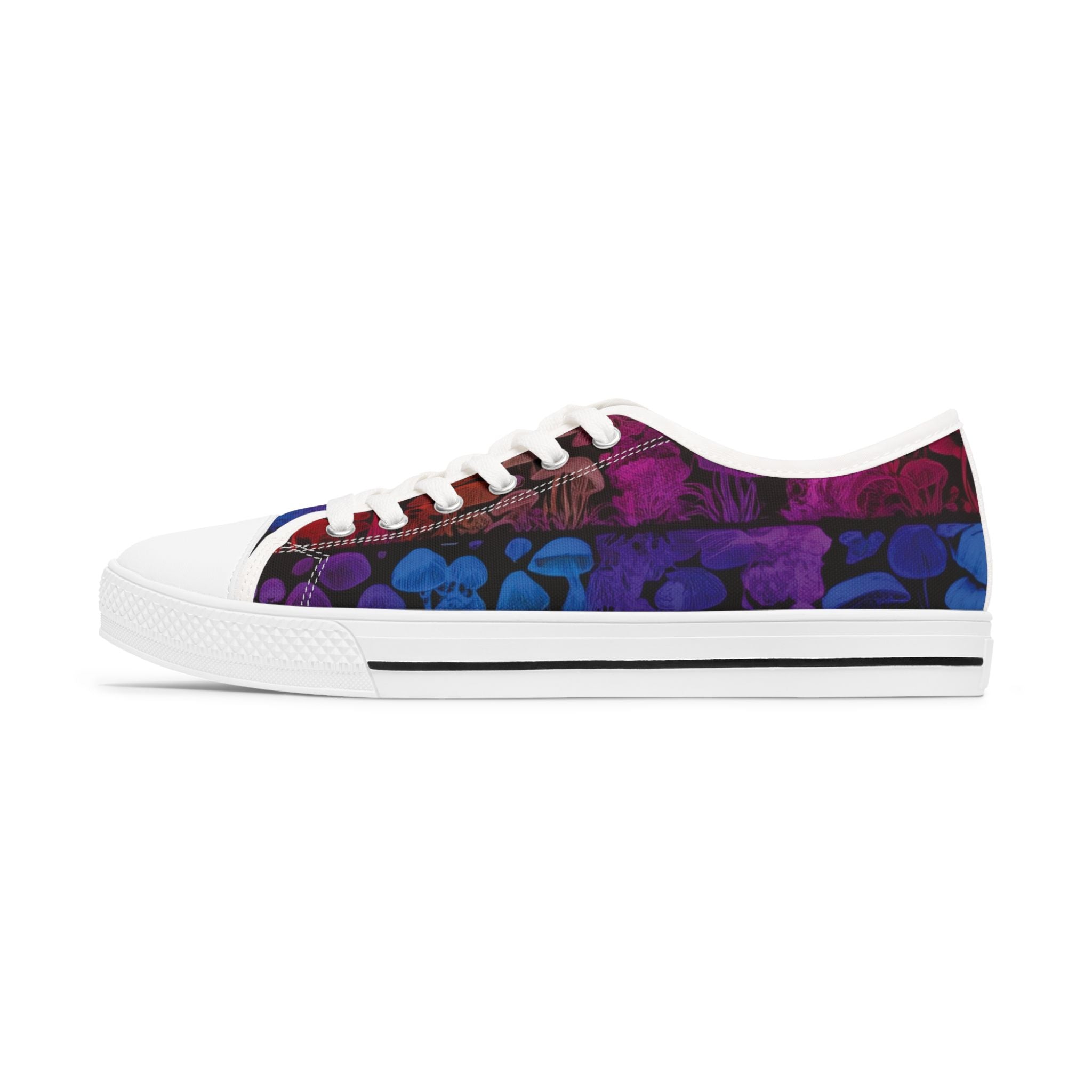 Women's Low Top Sneakers — Purple Skull Pattern Casual Canvas Shoes