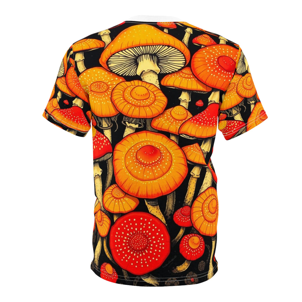 Psychedelic Orange Mushroom All-Over Print Tee