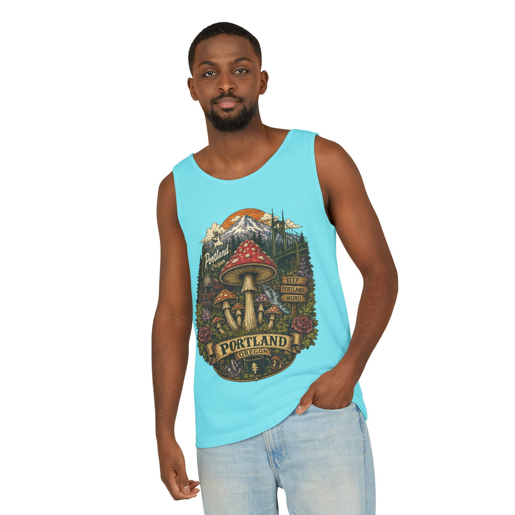 Portland Mushroom Tank Top — Vintage Forest Travel Graphic