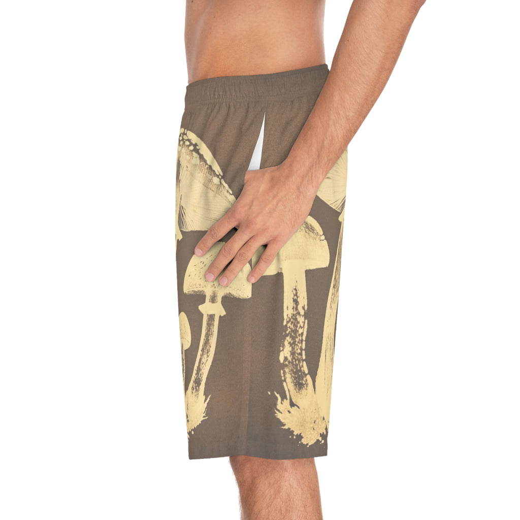 Shorts de bain imprimé champignons — Short de bain style surf botanique vintage