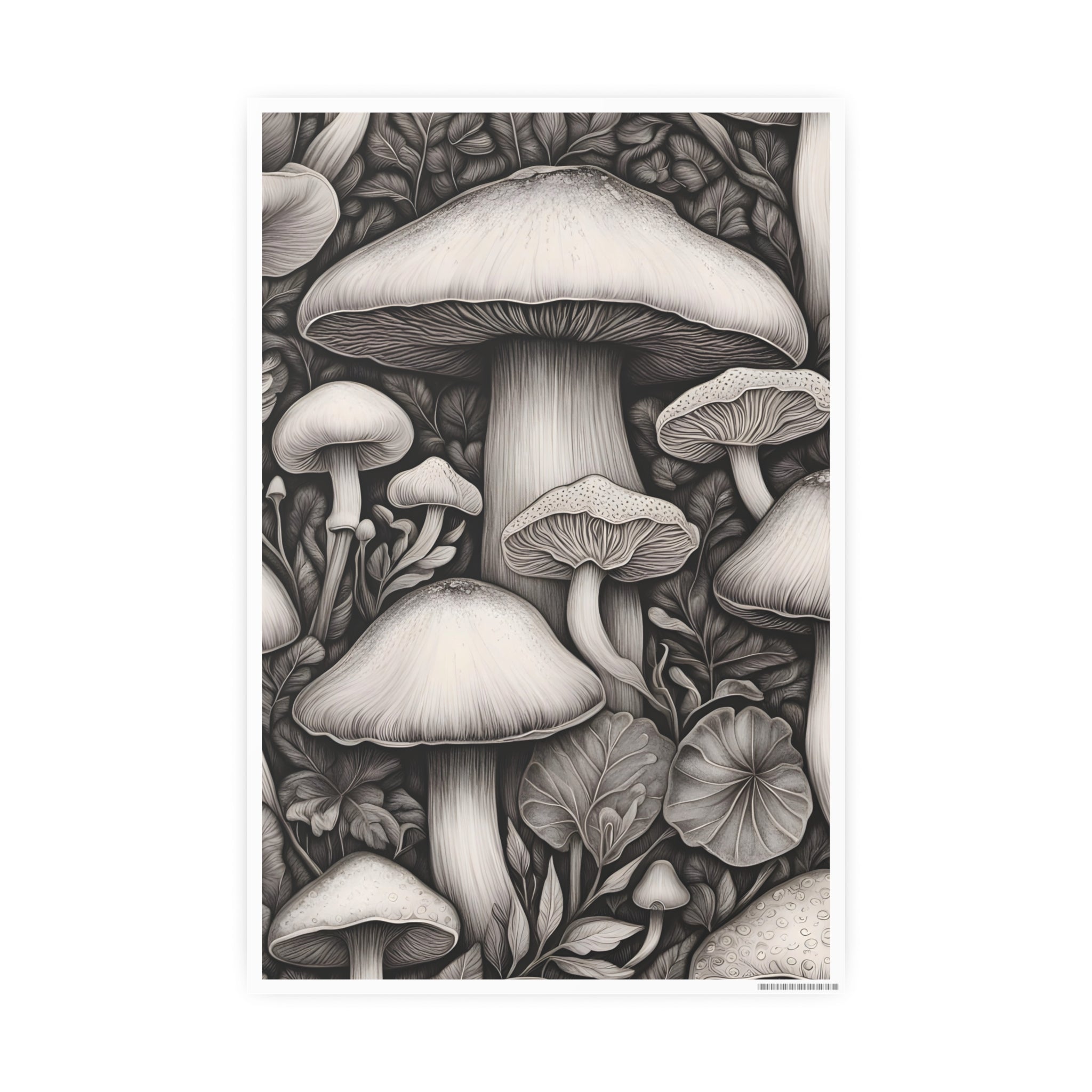 Poster: Mushroom Illustration Poster — Botanical Fungi Art Print