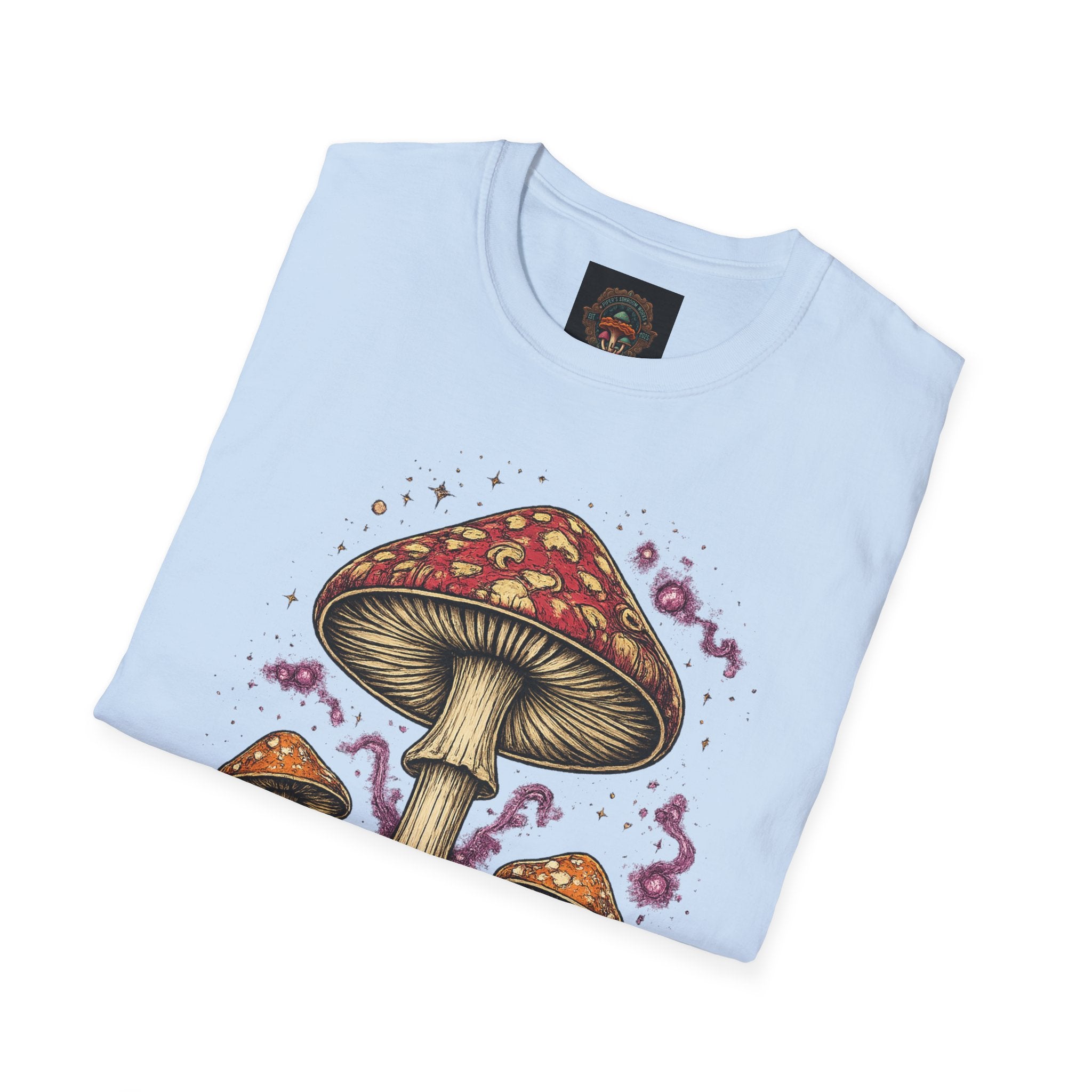 Psychedelic Mushroom Graphic T-Shirt — Red Amanita Illustration